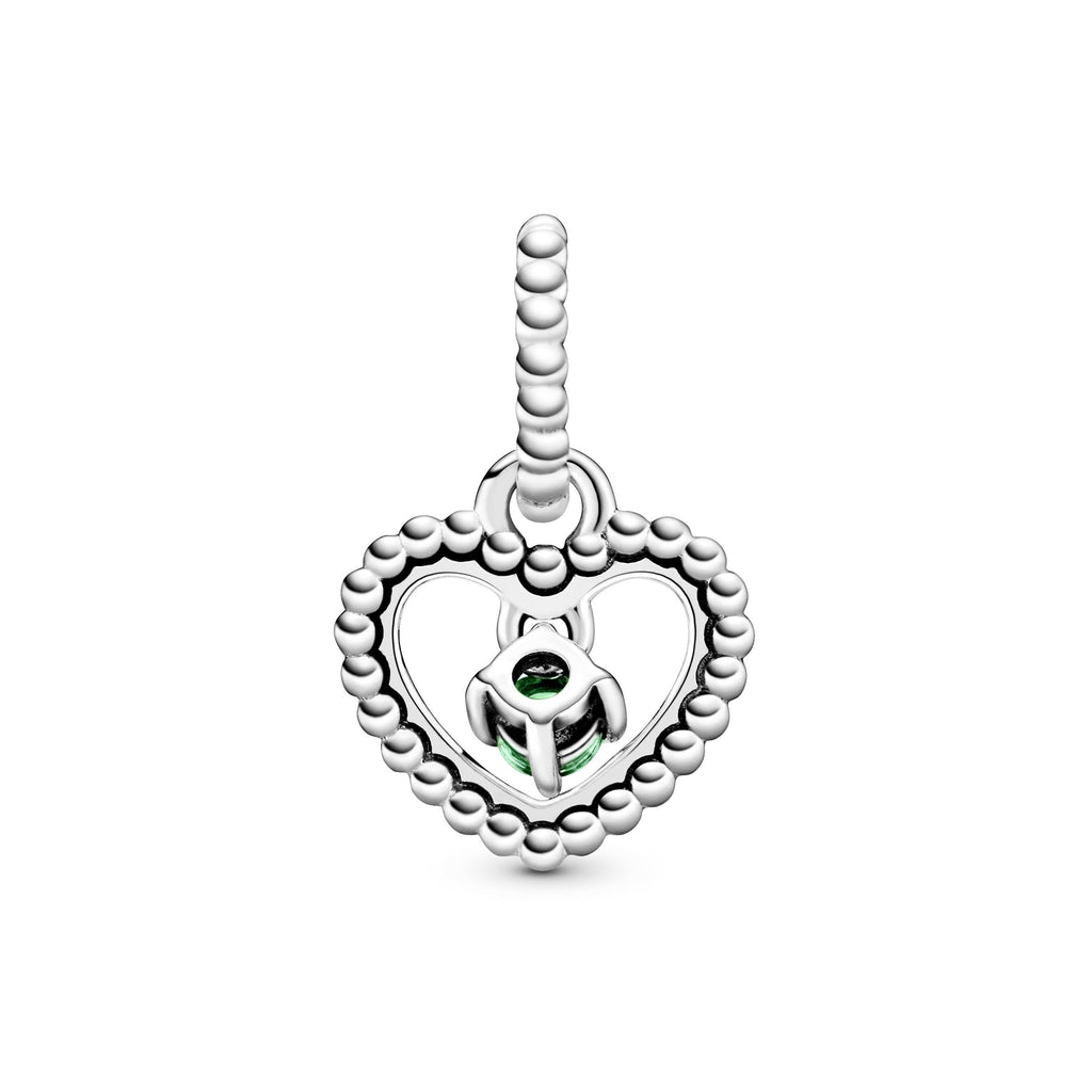 PANDORA Rainforest Green Beaded Heart Dangle Charm Sterling Silver Charms Bracelet Charm Jewelry Gift