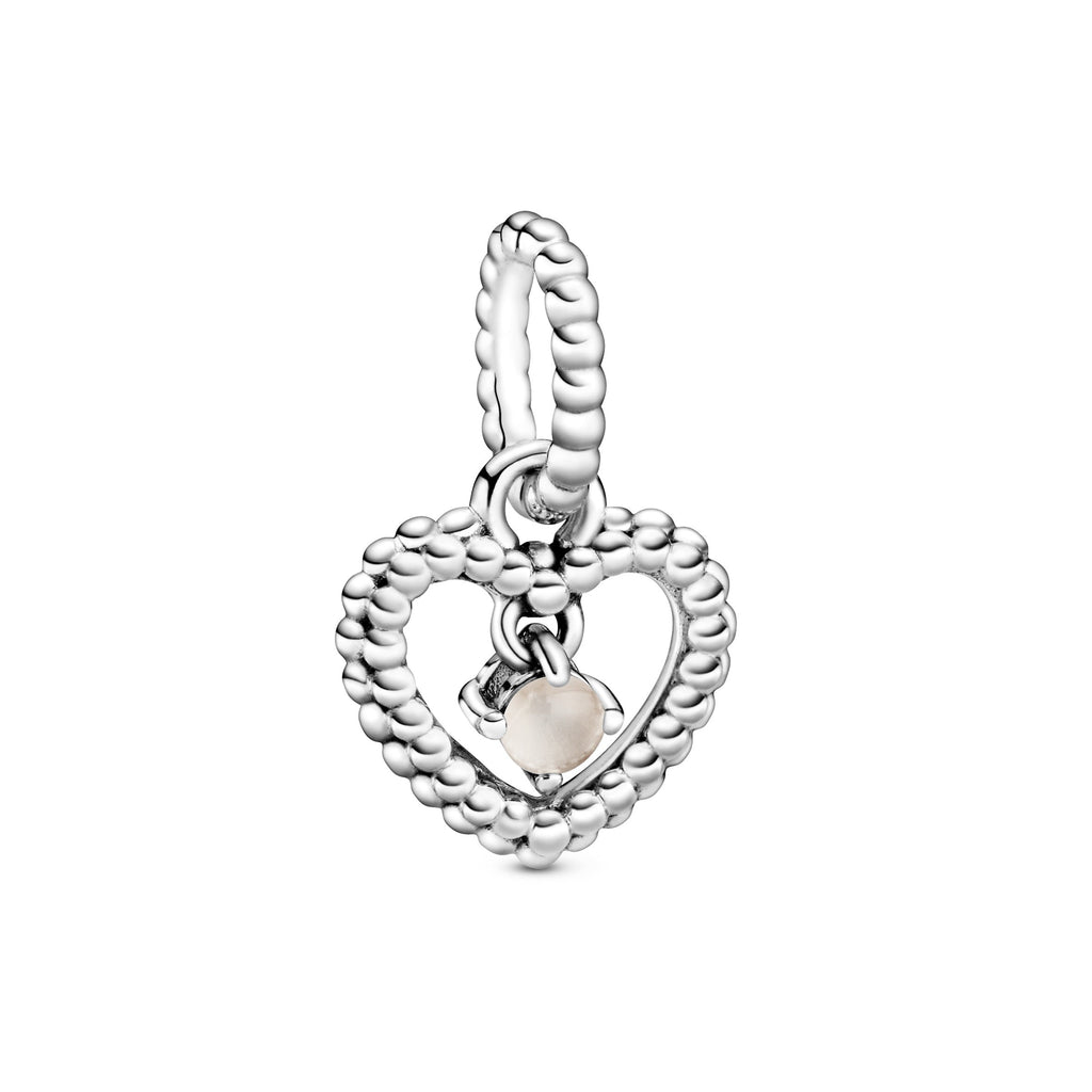 PANDORA Misty Rose Beaded Heart Dangle Charm Sterling Silver Charms Bracelet Charm Jewelry Gift