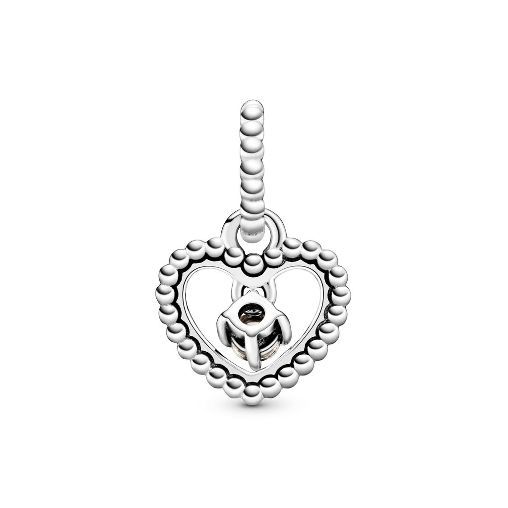 PANDORA Misty Rose Beaded Heart Dangle Charm Sterling Silver Charms Bracelet Charm Jewelry Gift