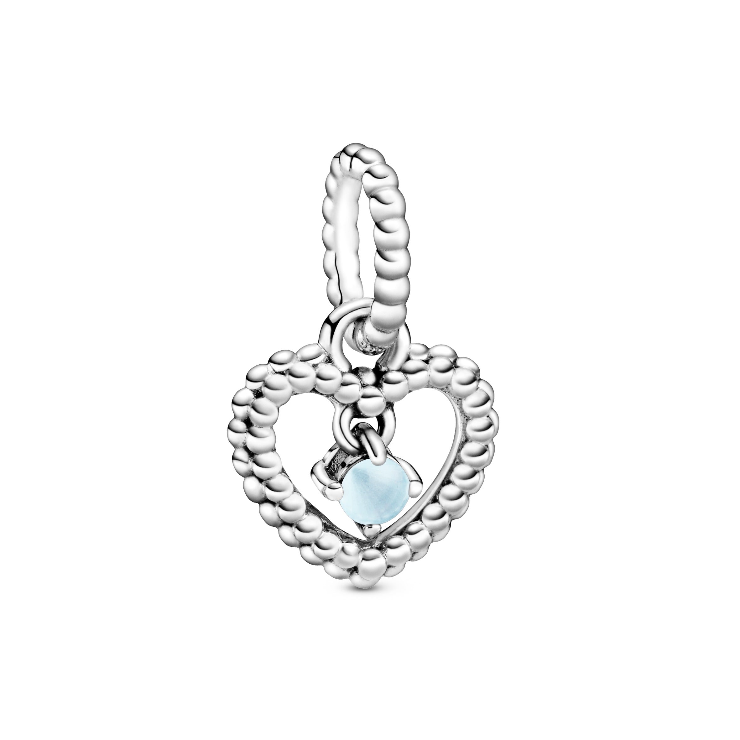 PANDORA Sky Blue Beaded Heart Dangle Charm Sterling Silver Charms Bracelet Charm Jewelry Gift