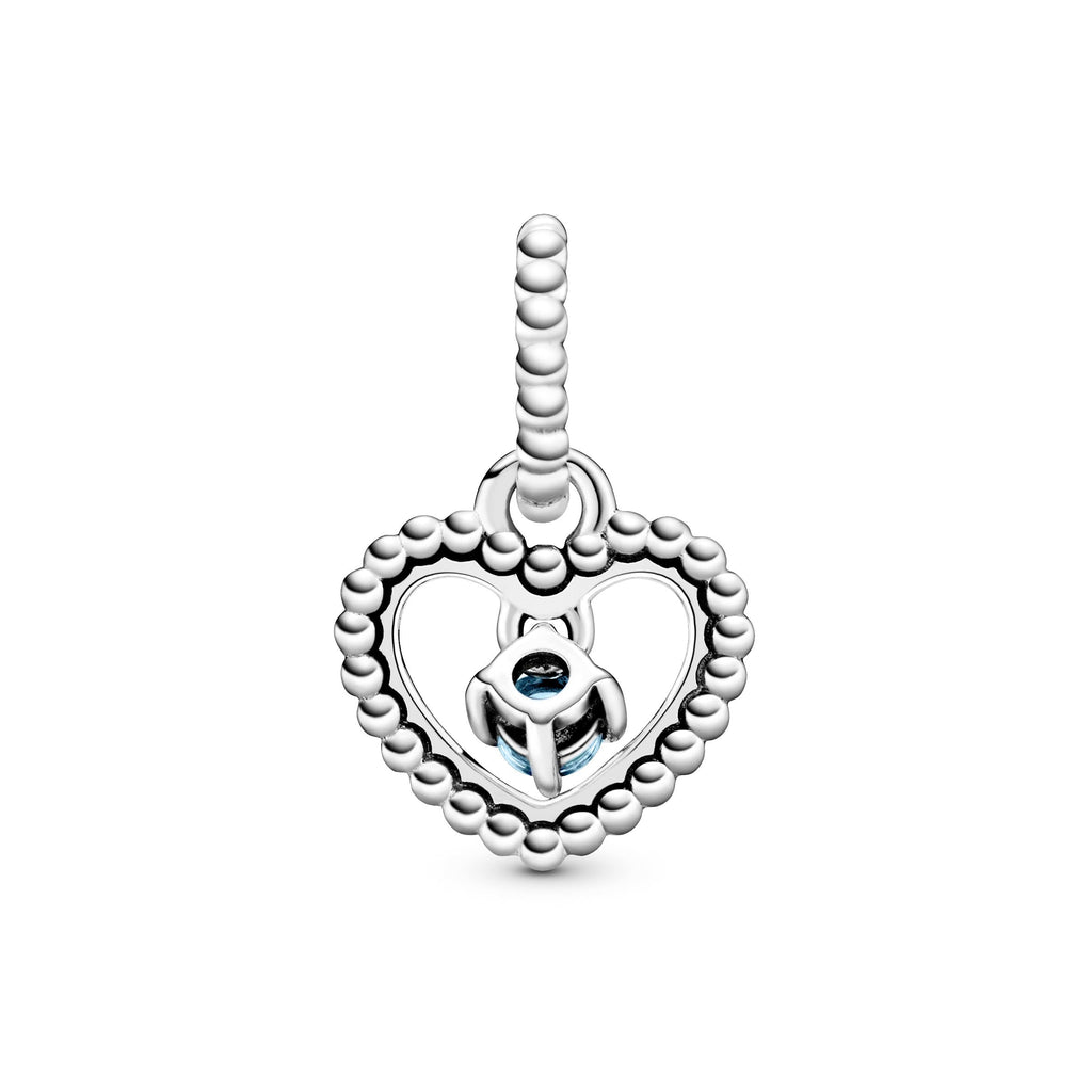 PANDORA Sky Blue Beaded Heart Dangle Charm Sterling Silver Charms Bracelet Charm Jewelry Gift