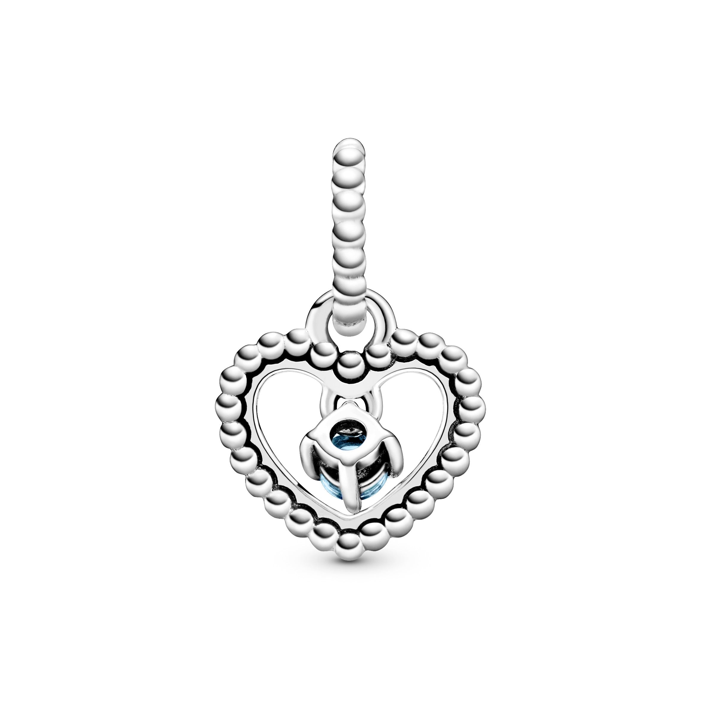 PANDORA Sky Blue Beaded Heart Dangle Charm Sterling Silver Charms Bracelet Charm Jewelry Gift