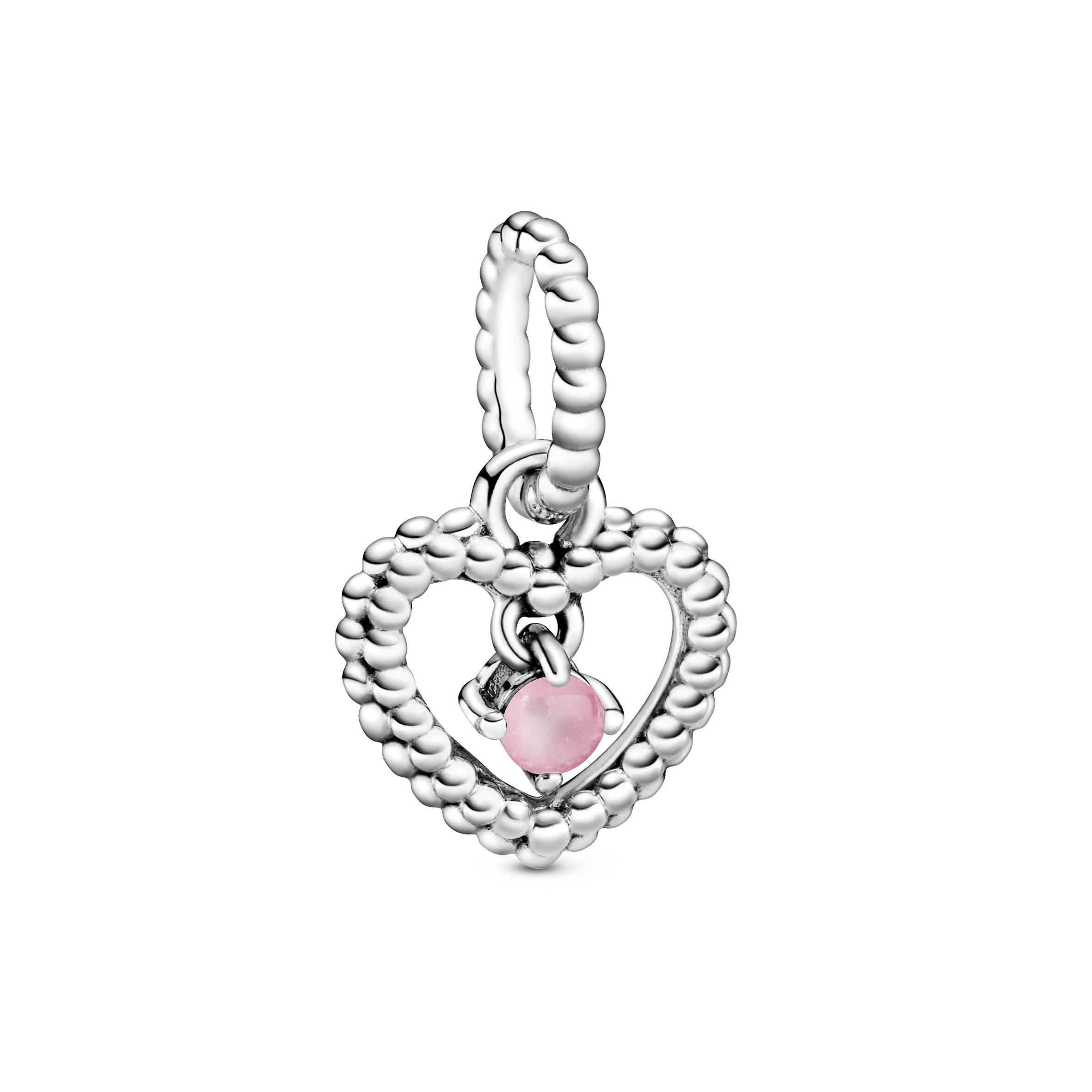 PANDORA Petal Pink Beaded Heart Dangle Charm Sterling Silver Charms Bracelet Charm Jewelry Gift