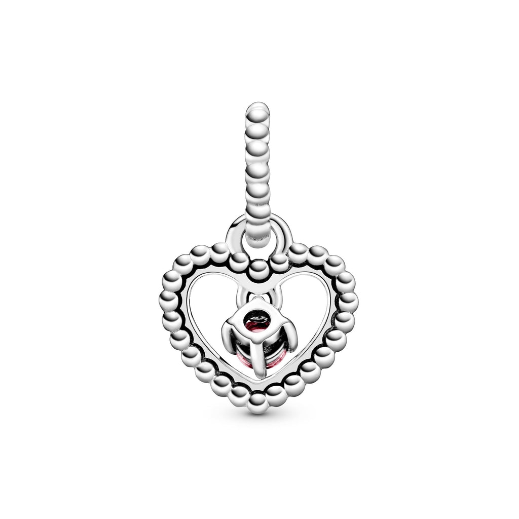 PANDORA Petal Pink Beaded Heart Dangle Charm Sterling Silver Charms Bracelet Charm Jewelry Gift