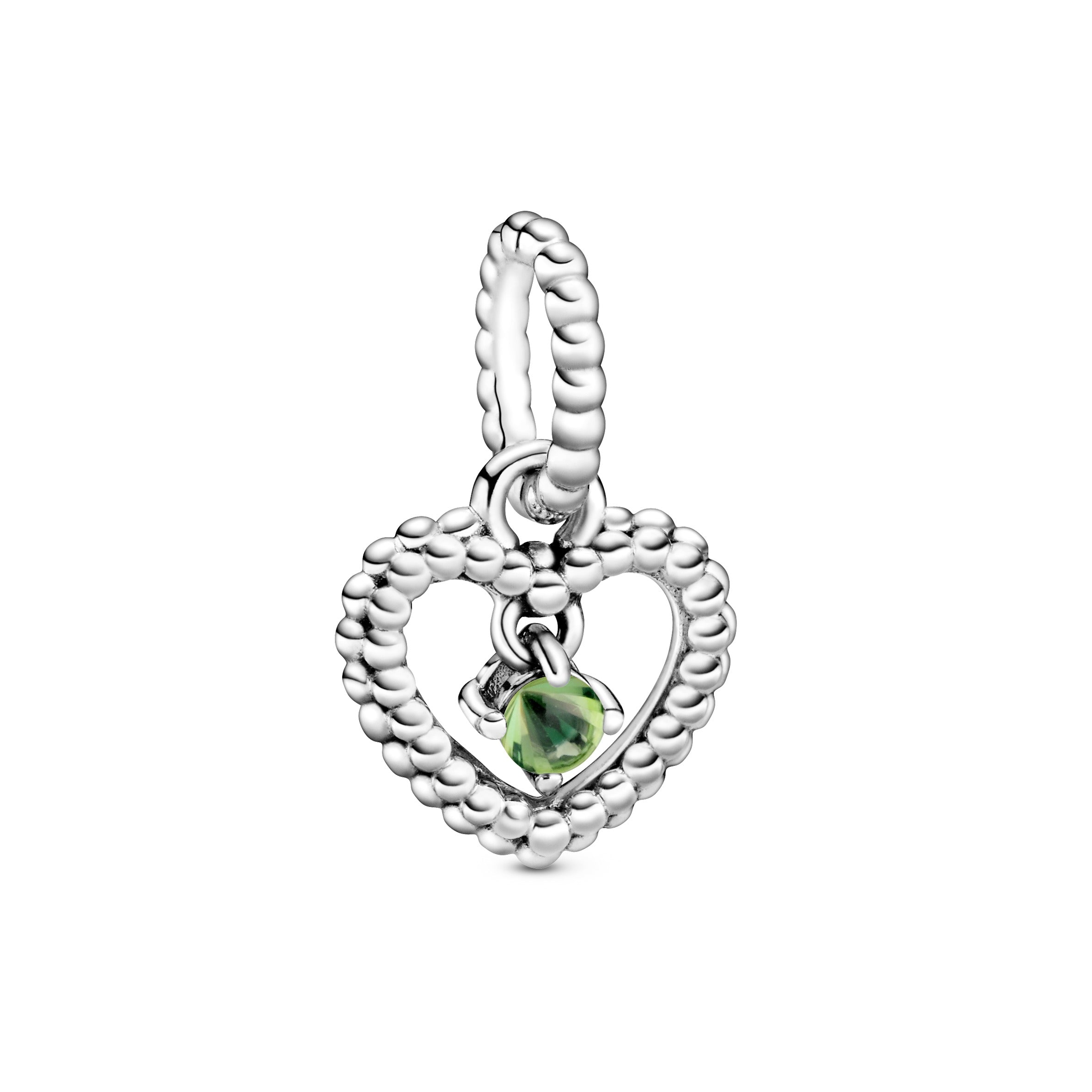 PANDORA Spring Green Beaded Heart Dangle Charm Sterling Silver Charms Bracelet Charm Jewelry Gift