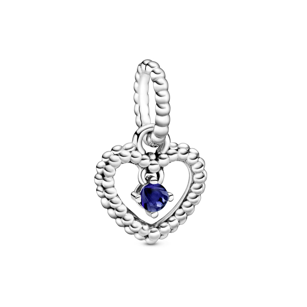 PANDORA Sea Blue Beaded Heart Dangle Charm Sterling Silver Charms Bracelet Charm Jewelry Gift