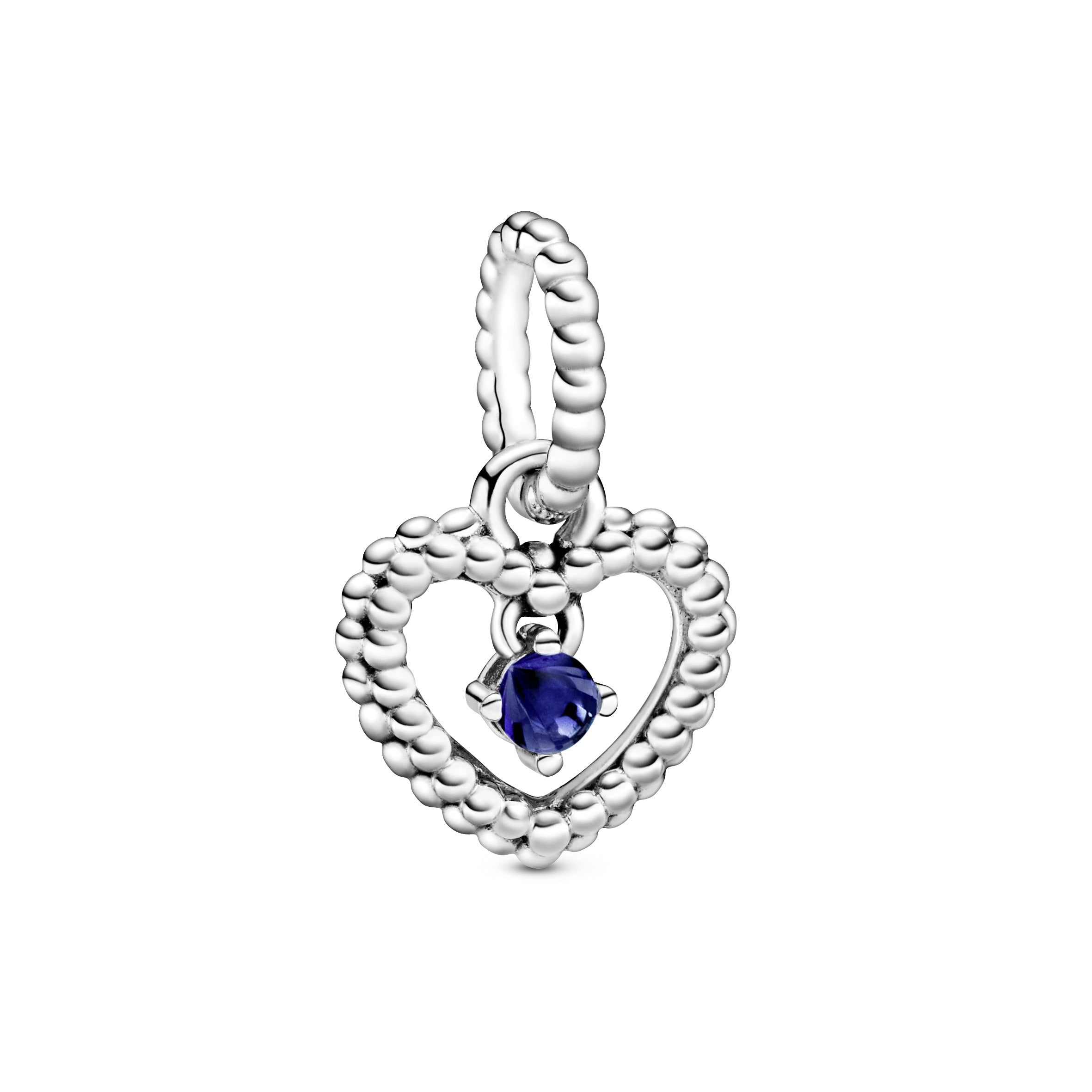 PANDORA Sea Blue Beaded Heart Dangle Charm Sterling Silver Charms Bracelet Charm Jewelry Gift