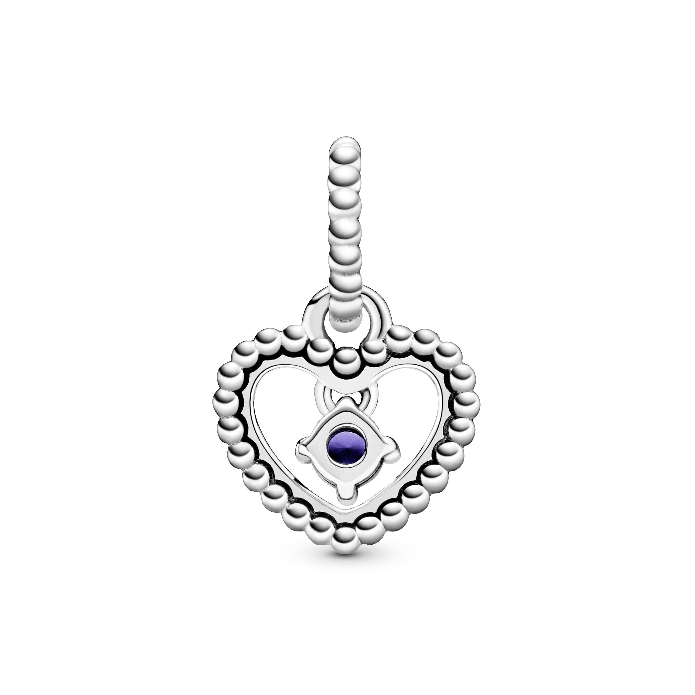 PANDORA Sea Blue Beaded Heart Dangle Charm Sterling Silver Charms Bracelet Charm Jewelry Gift