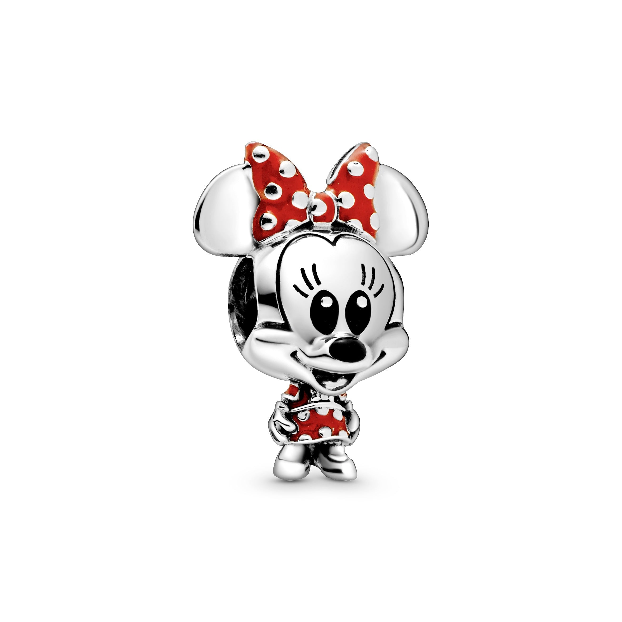 PANDORA Disney Minnie Mouse Dotted Dress And Bow Charm Enamel Charms Bracelet Charm Jewelry Gift