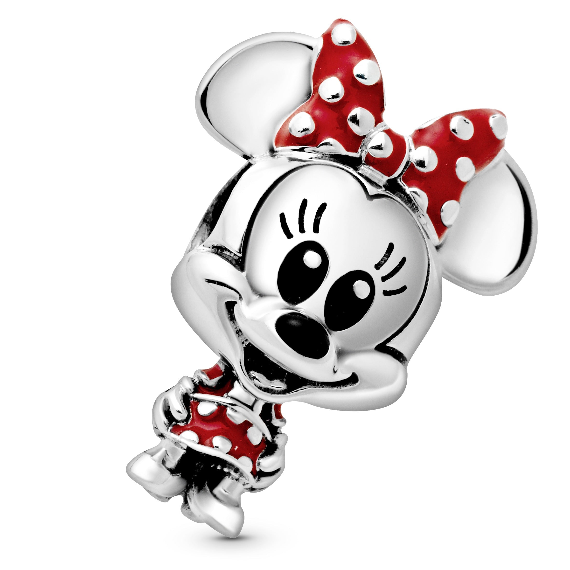 PANDORA Disney Minnie Mouse Dotted Dress And Bow Charm Enamel Charms Bracelet Charm Jewelry Gift