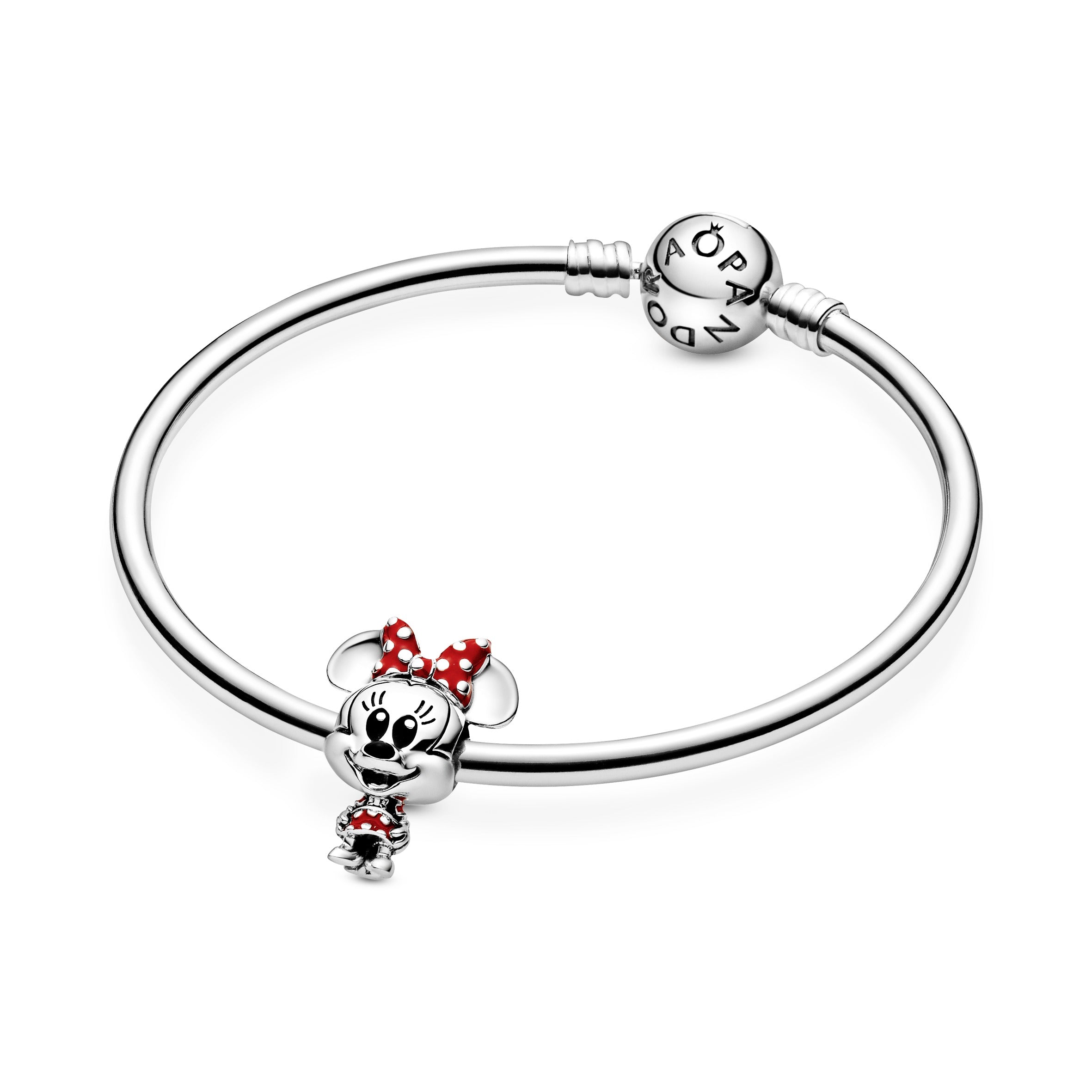 PANDORA Disney Minnie Mouse Dotted Dress And Bow Charm Enamel Charms Bracelet Charm Jewelry Gift