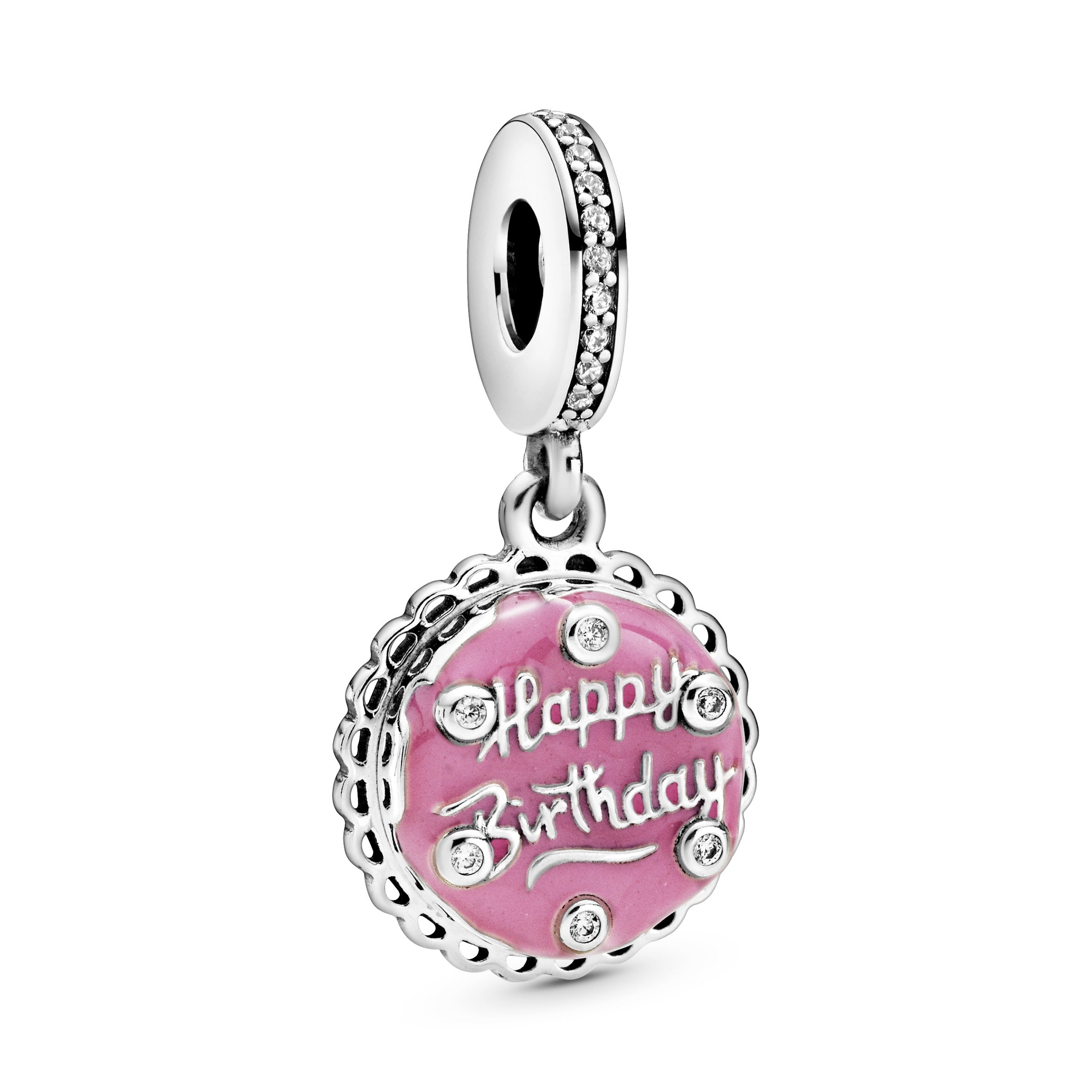 PANDORA Pink Birthday Cake Dangle Charm Cubic Zirconia Birthdays Charms Bracelet Charm Jewelry Gift