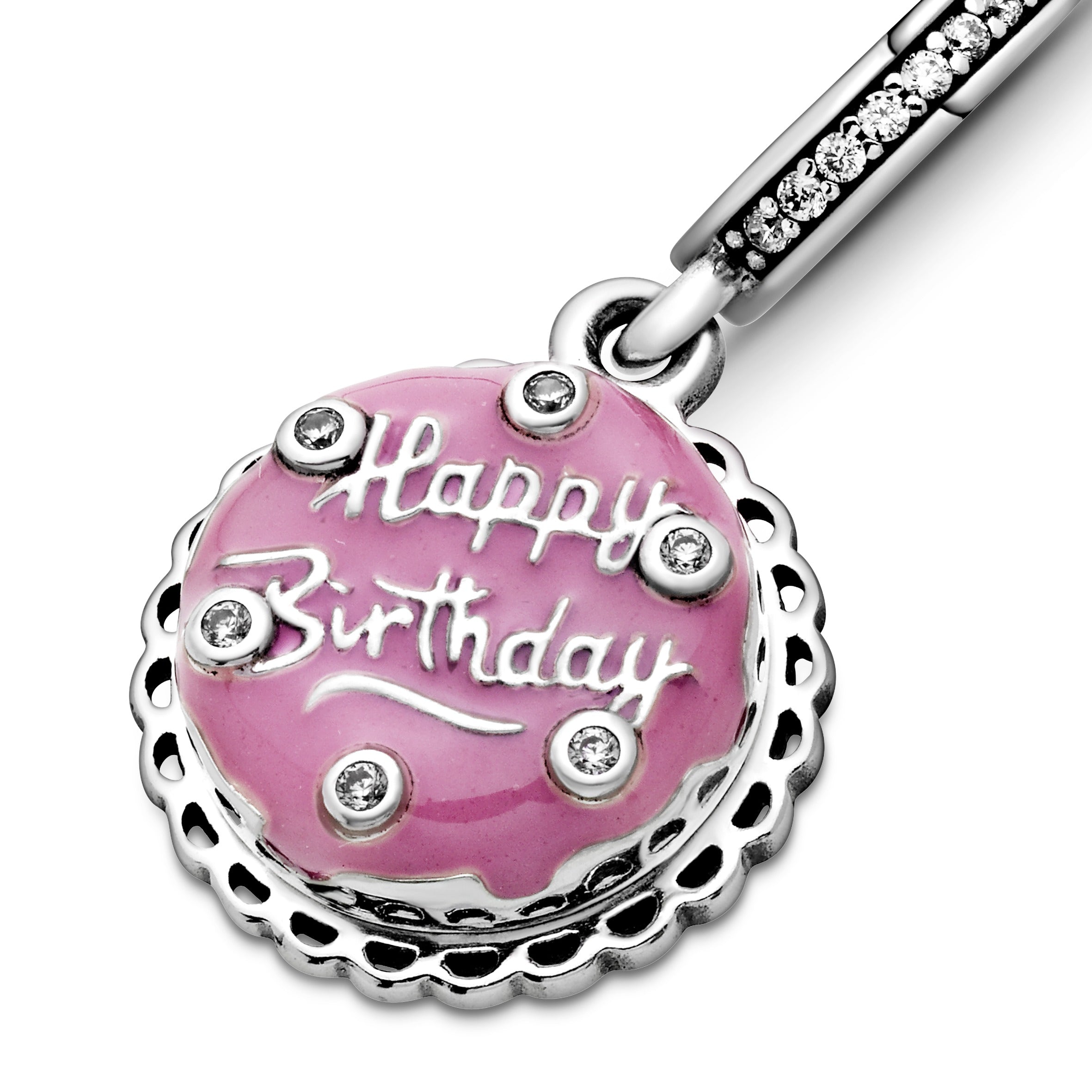 PANDORA Pink Birthday Cake Dangle Charm Cubic Zirconia Birthdays Charms Bracelet Charm Jewelry Gift