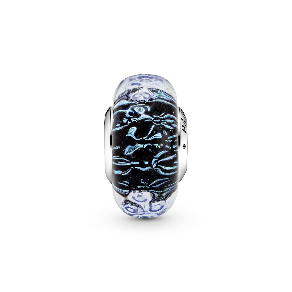 PANDORA Wavy Dark Blue Murano Glass Ocean Charm Charms Bracelet Charm Jewelry Gift