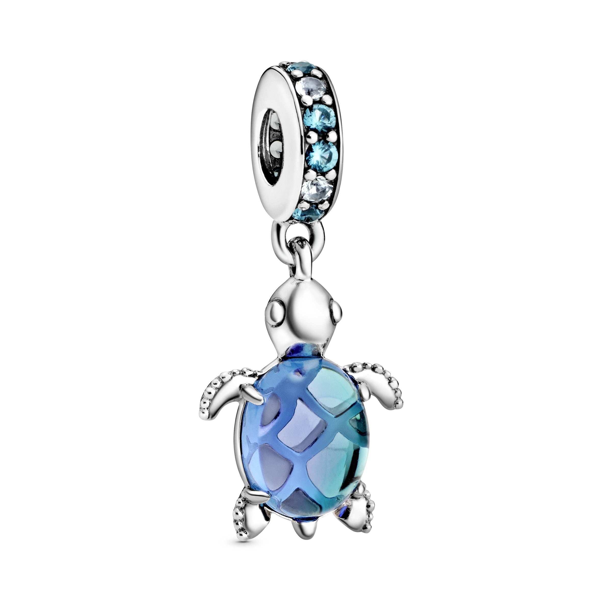 PANDORA Murano Glass Sea Turtle Dangle Charm Crystals Blue Animals Charms Bracelet Charm Jewelry Gift