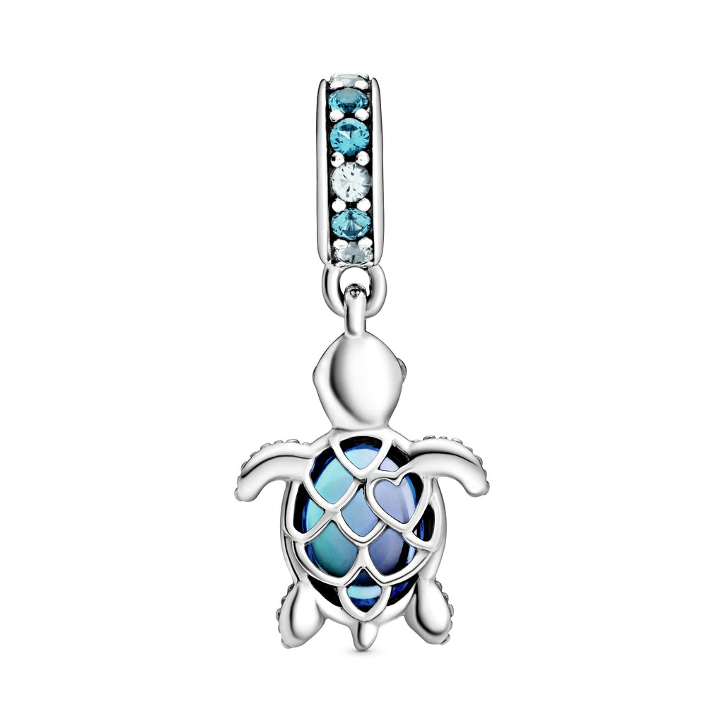 PANDORA Murano Glass Sea Turtle Dangle Charm Crystals Blue Animals Charms Bracelet Charm Jewelry Gift
