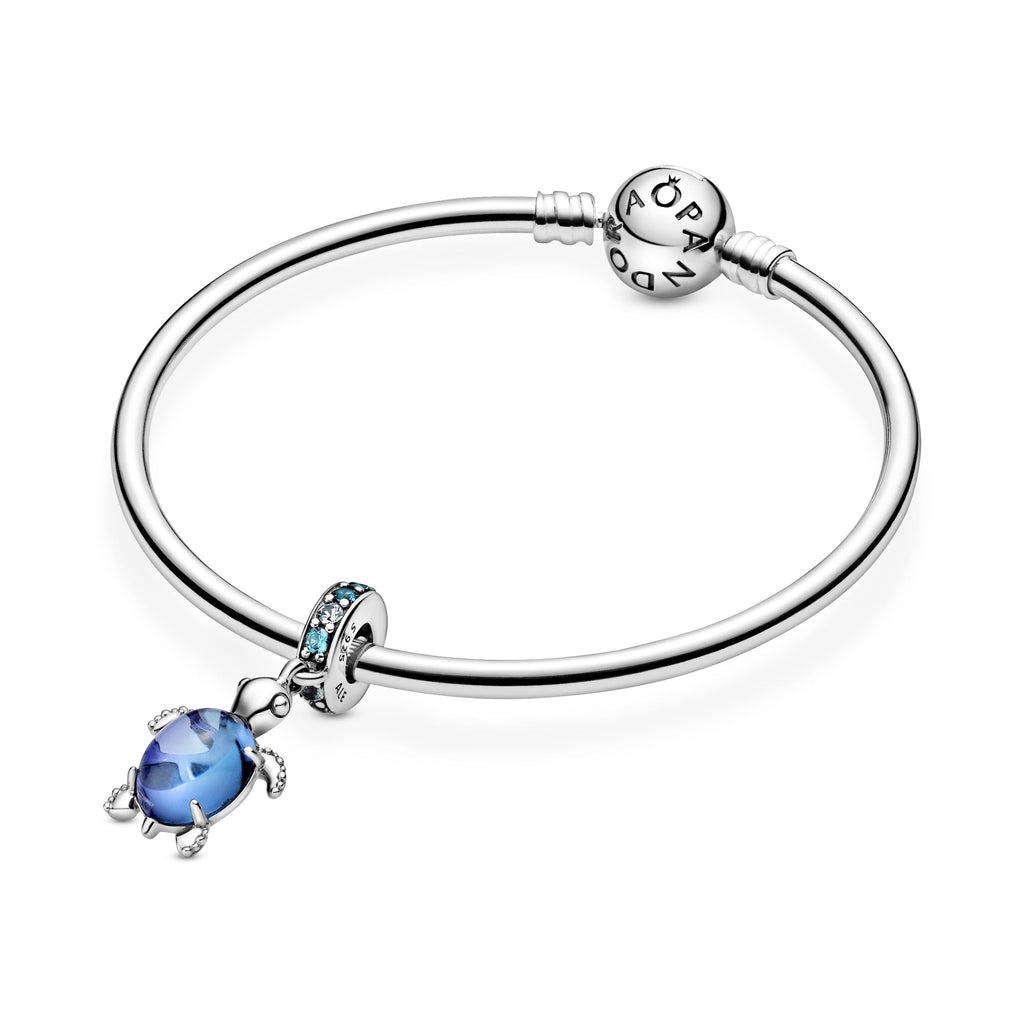PANDORA Murano Glass Sea Turtle Dangle Charm Crystals Blue Animals Charms Bracelet Charm Jewelry Gift