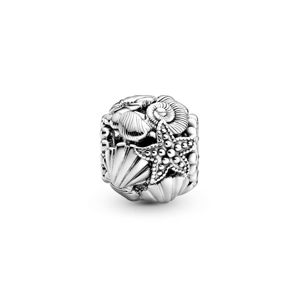 PANDORA Openwork Starfish Shells And Hearts Charm Sterling Silver Charms Bracelet Charm Jewelry Gift