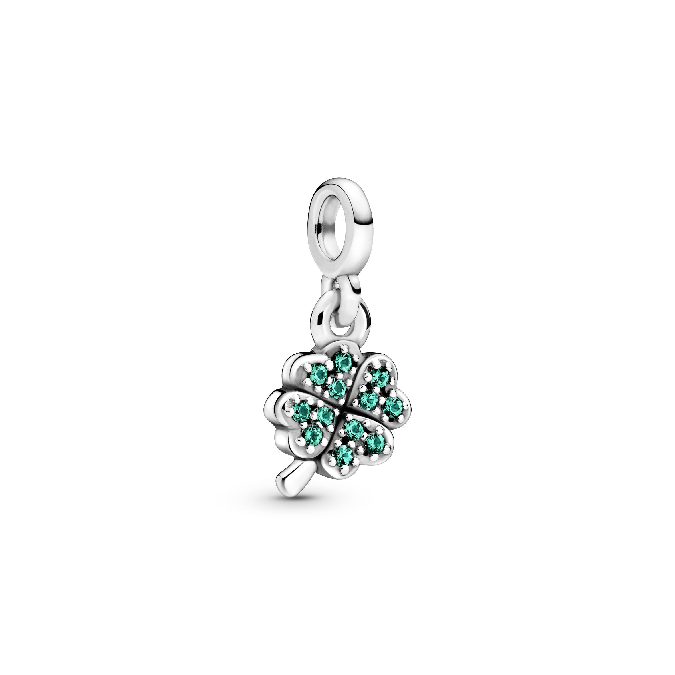 PANDORA My Four-leaf Clover Dangle Charm Crystals Green Charms Bracelet Charm Jewelry Gift