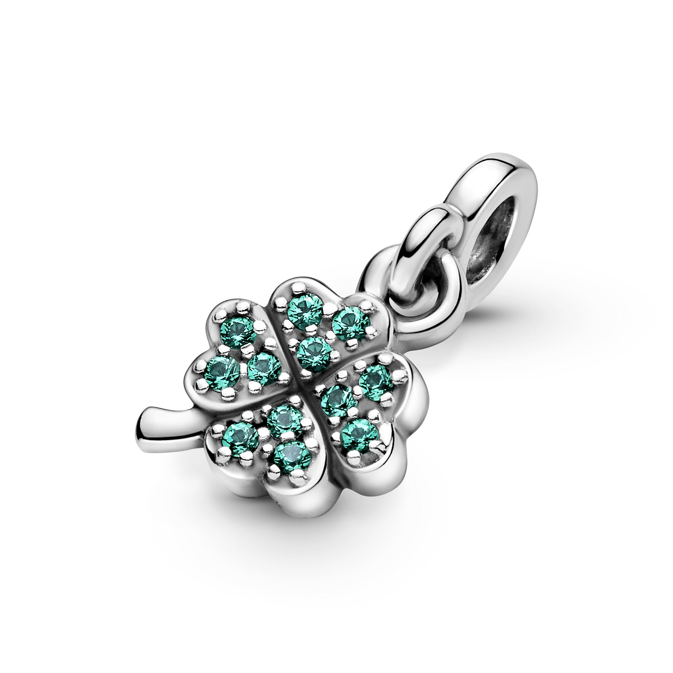 PANDORA My Four-leaf Clover Dangle Charm Crystals Green Charms Bracelet Charm Jewelry Gift
