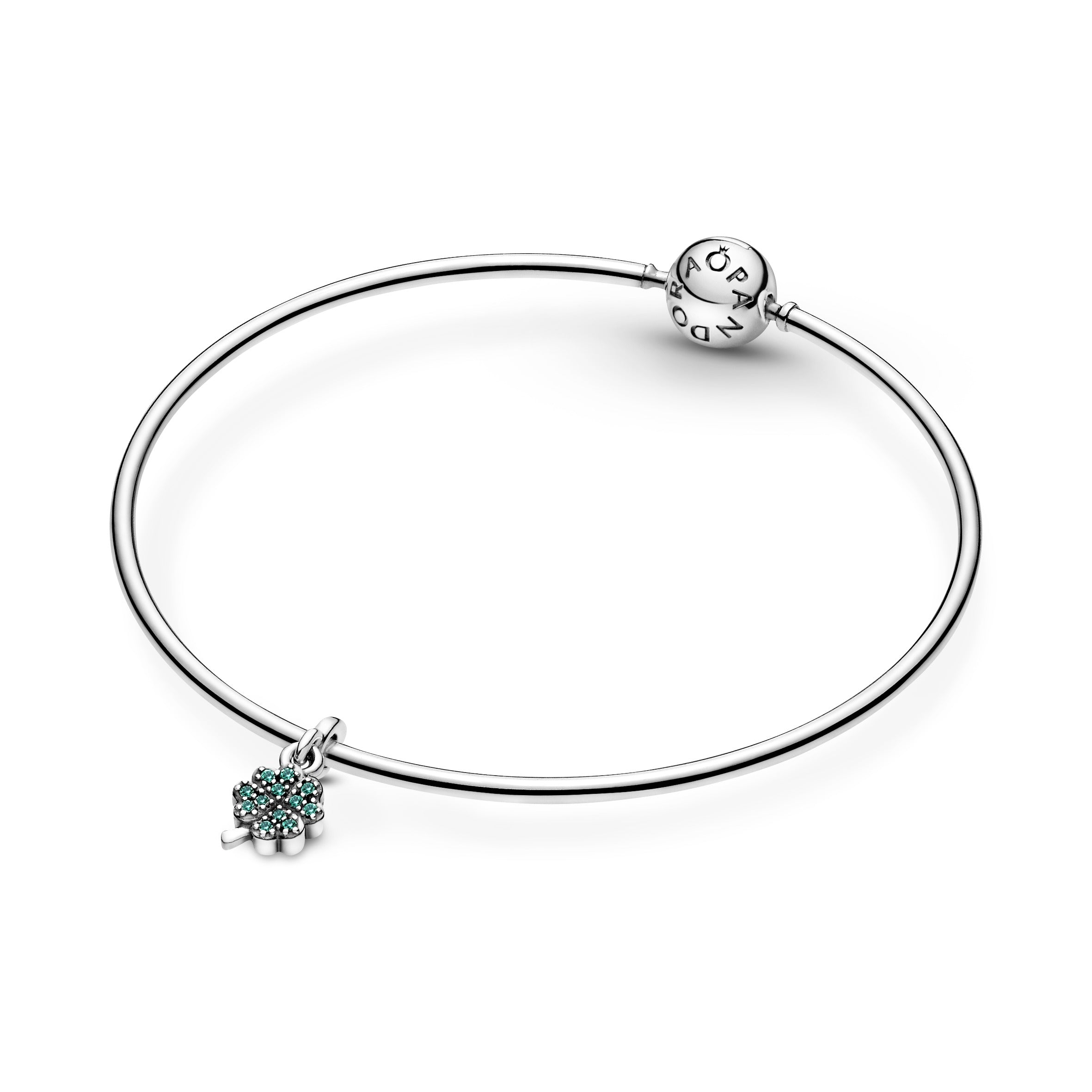 PANDORA My Four-leaf Clover Dangle Charm Crystals Green Charms Bracelet Charm Jewelry Gift