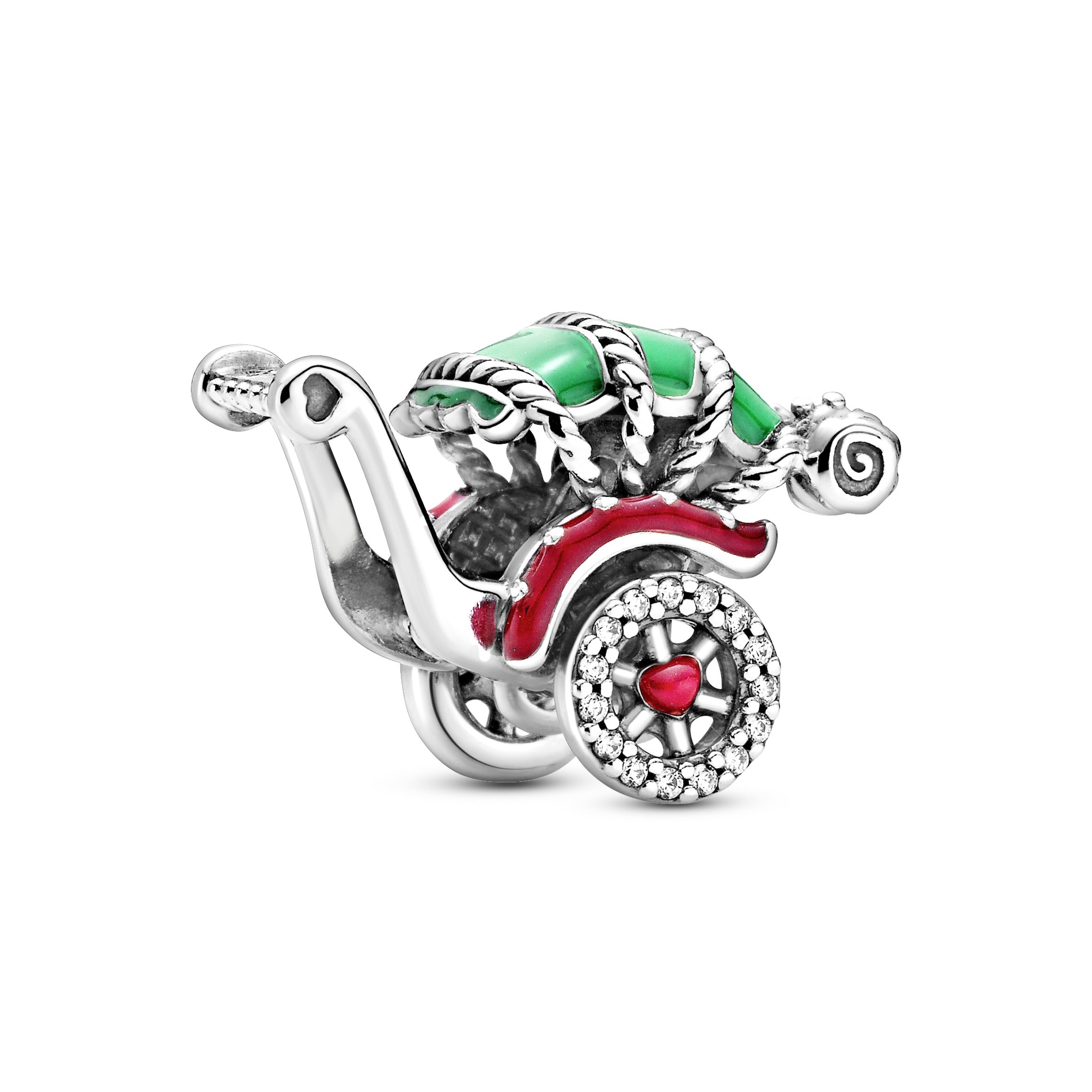 PANDORA Traditional Rickshaw Charm Enamel Green Travel Charms Bracelet Charm Jewelry Gift