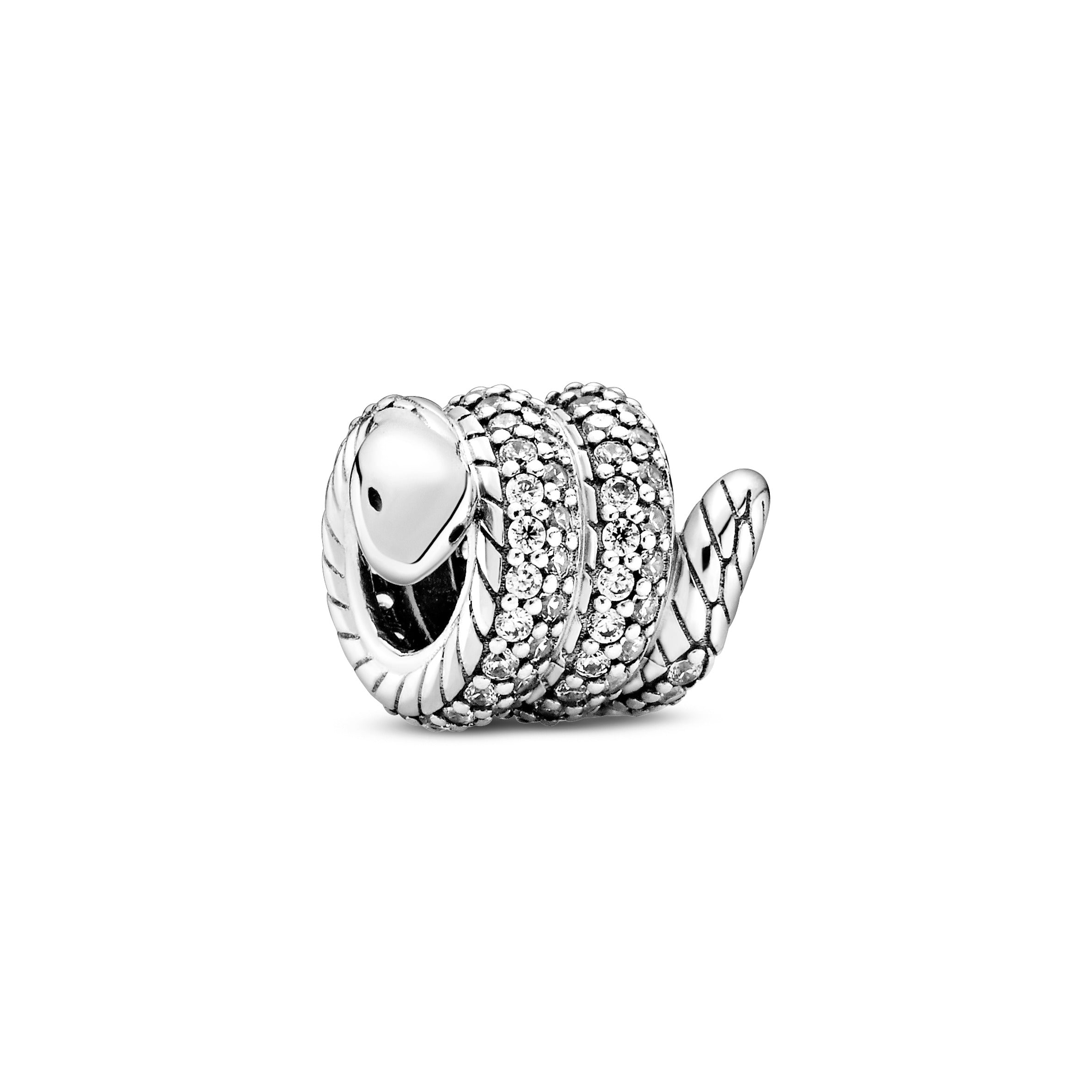 PANDORA Sparkling Wrapped Snake Charm Cubic Zirconia Silver Animals Charms Bracelet Charm Jewelry Gift
