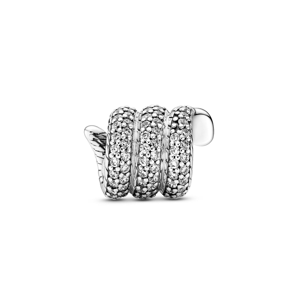PANDORA Sparkling Wrapped Snake Charm Cubic Zirconia Silver Animals Charms Bracelet Charm Jewelry Gift