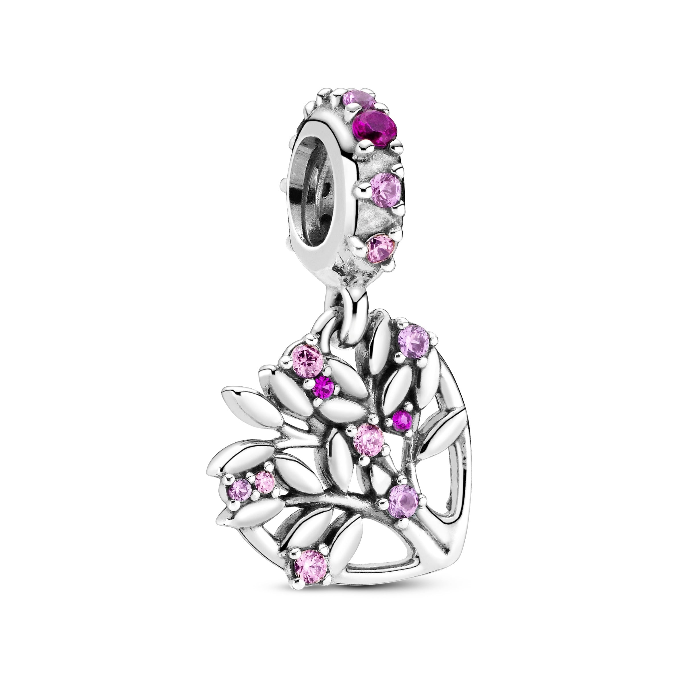 PANDORA Pink Heart Family Tree Dangle Charm Cubic Zirconia Charms Bracelet Charm Jewelry Gift