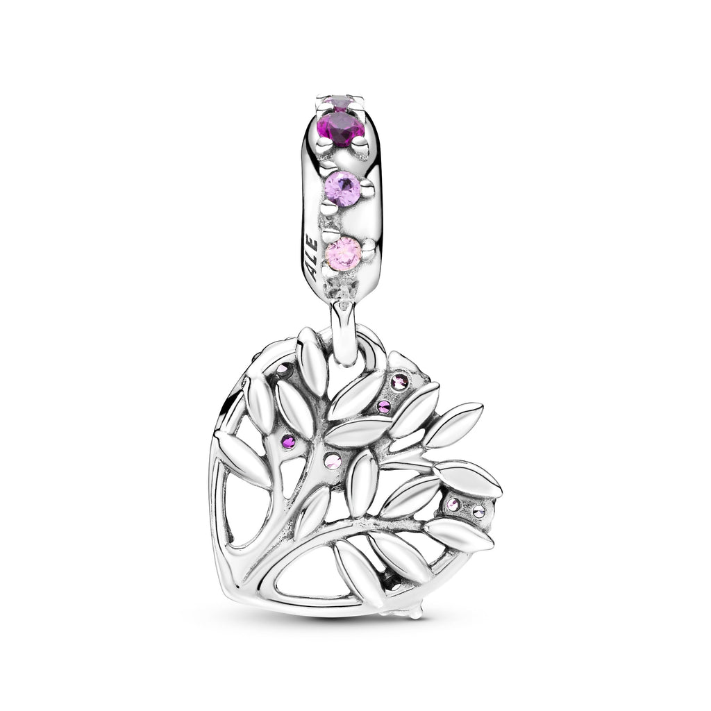 PANDORA Pink Heart Family Tree Dangle Charm Cubic Zirconia Charms Bracelet Charm Jewelry Gift
