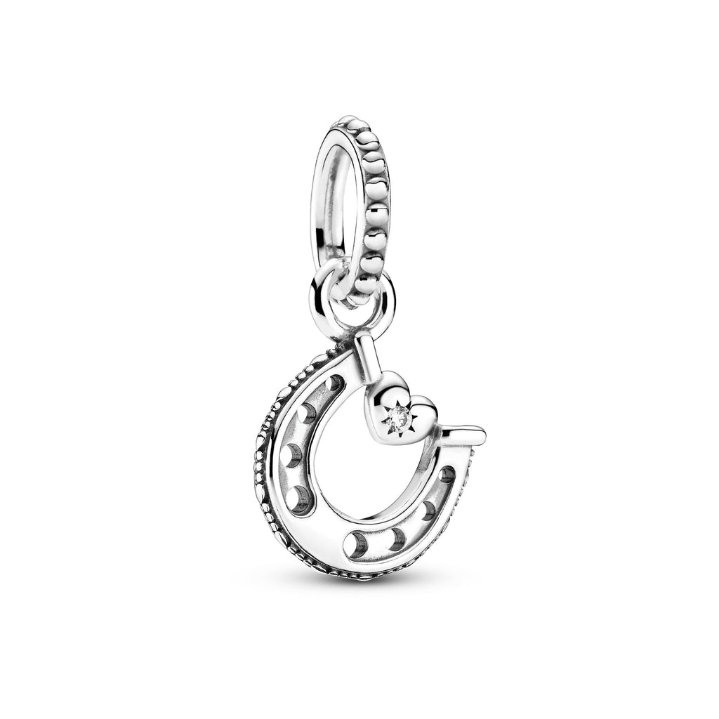 PANDORA Good Luck Horseshoe Dangle Charm Cubic Zirconia Silver Charms Bracelet Charm Jewelry Gift