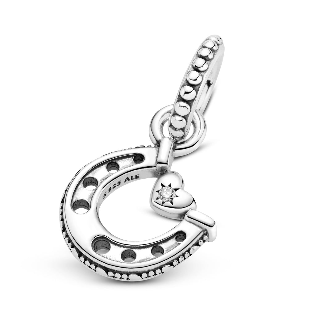 PANDORA Good Luck Horseshoe Dangle Charm Cubic Zirconia Silver Charms Bracelet Charm Jewelry Gift