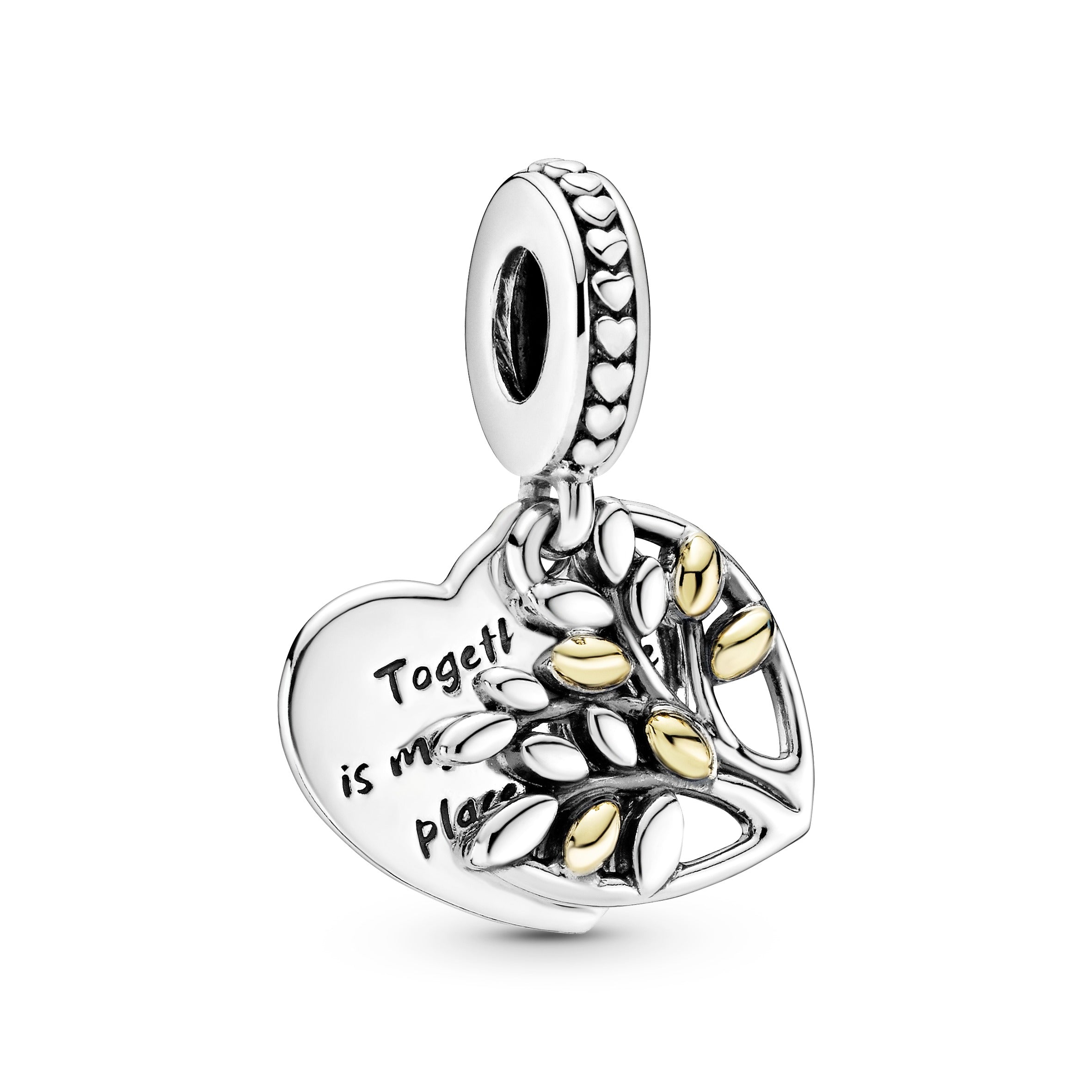PANDORA Two-Tone Family Tree Heart Dangle Charm 14K Gold Charms Bracelet Charm Jewelry Gift