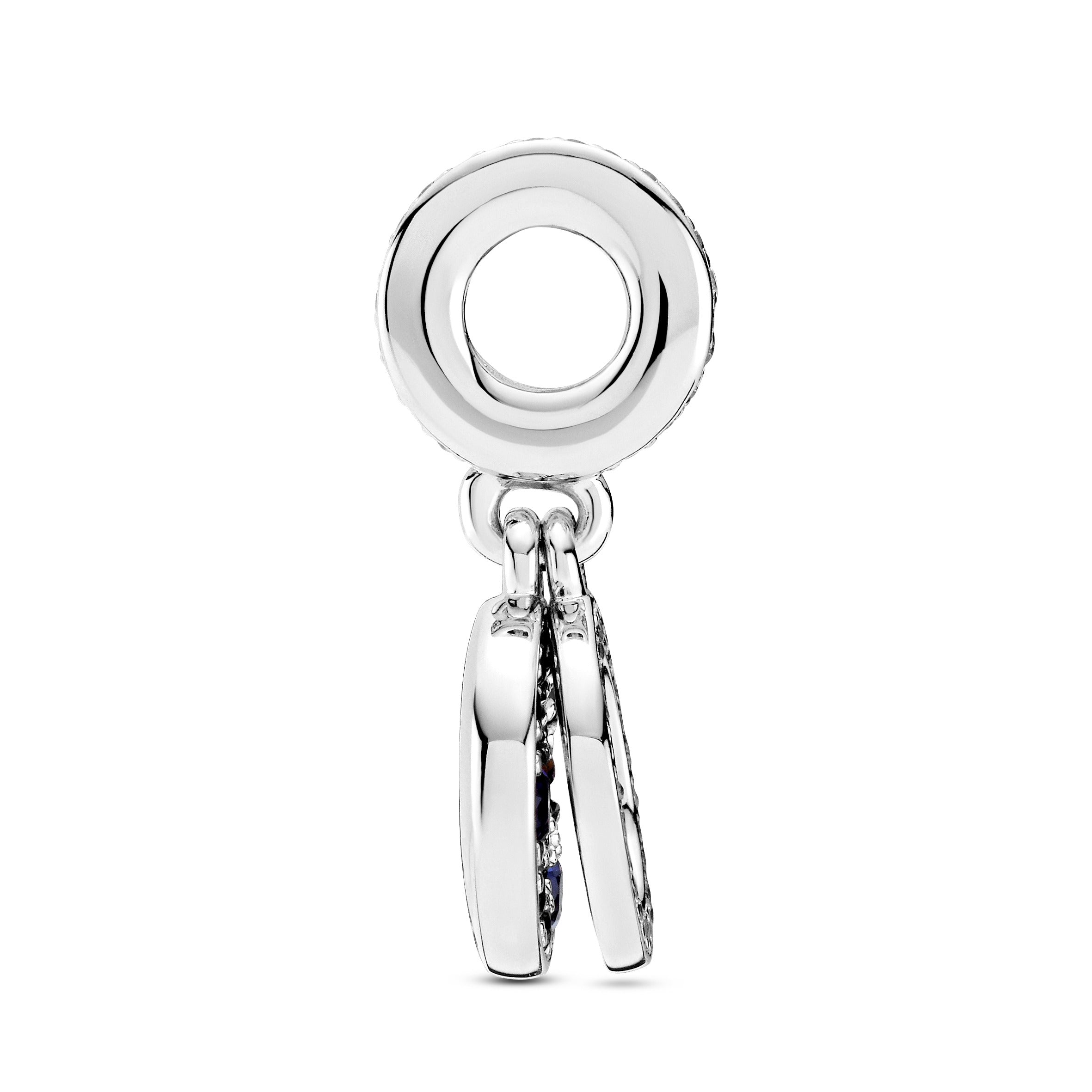 PANDORA Sparkling Blue Disc Double Dangle Charm Cubic Zirconia Charms Bracelet Charm Jewelry Gift