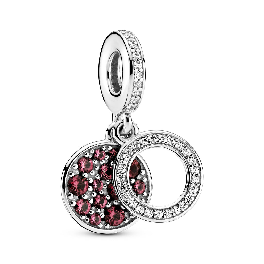 PANDORA Sparkling Red Disc Double Dangle Charm Charms Bracelet Charm Jewelry Gift