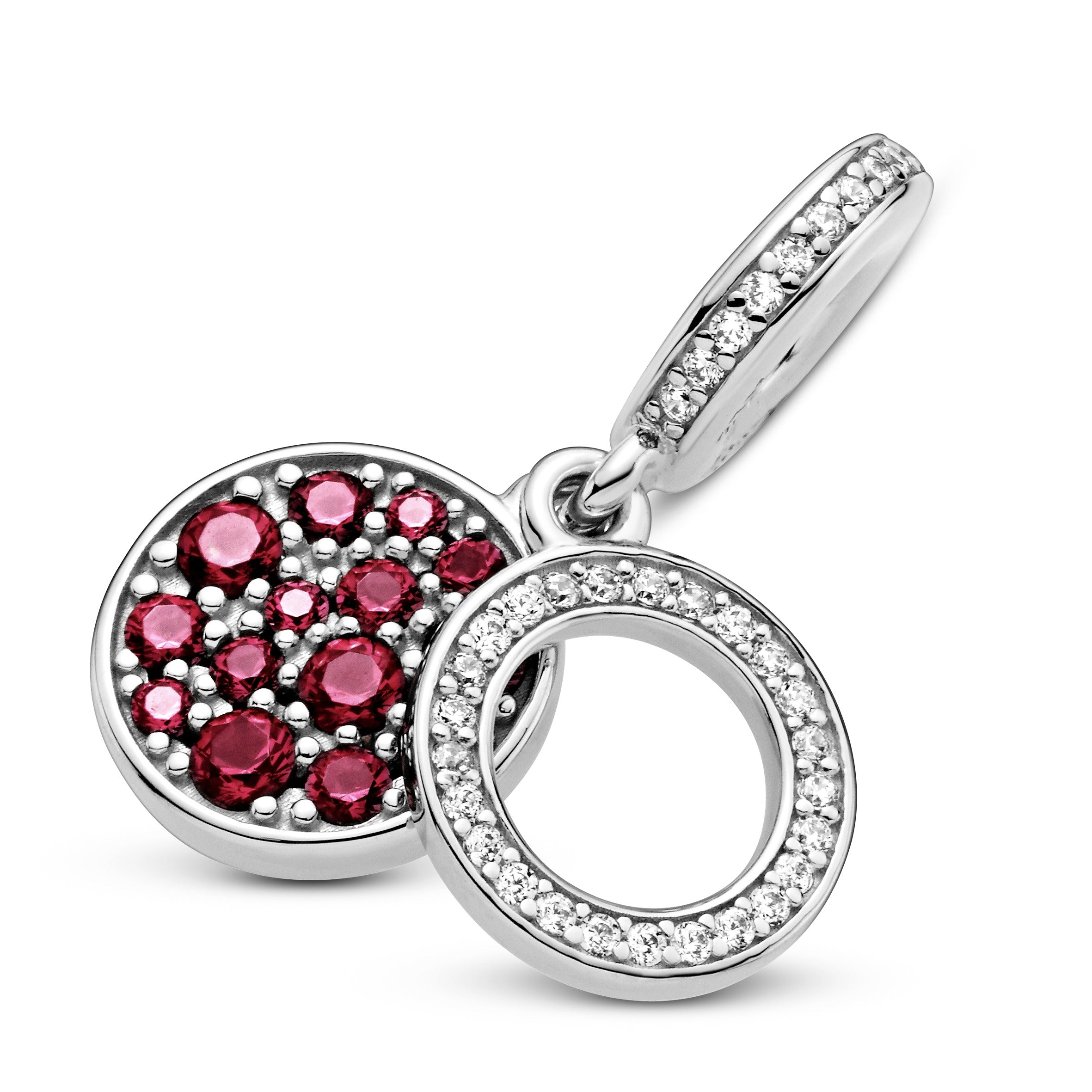 PANDORA Sparkling Red Disc Double Dangle Charm Charms Bracelet Charm Jewelry Gift