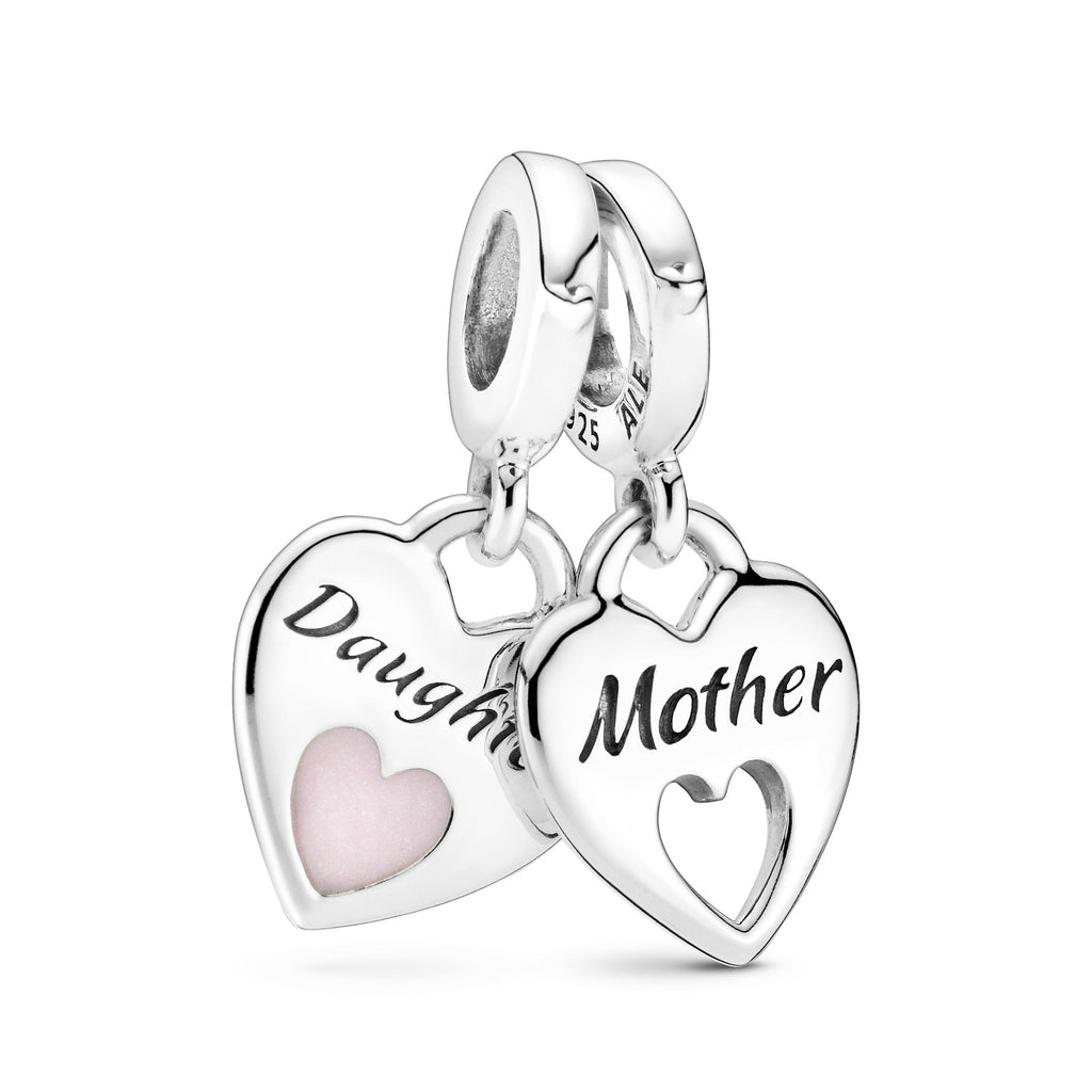 PANDORA Double Heart Split Dangle Charm Enamel Silver Family And Friends Charms Bracelet Charm Jewelry Gift
