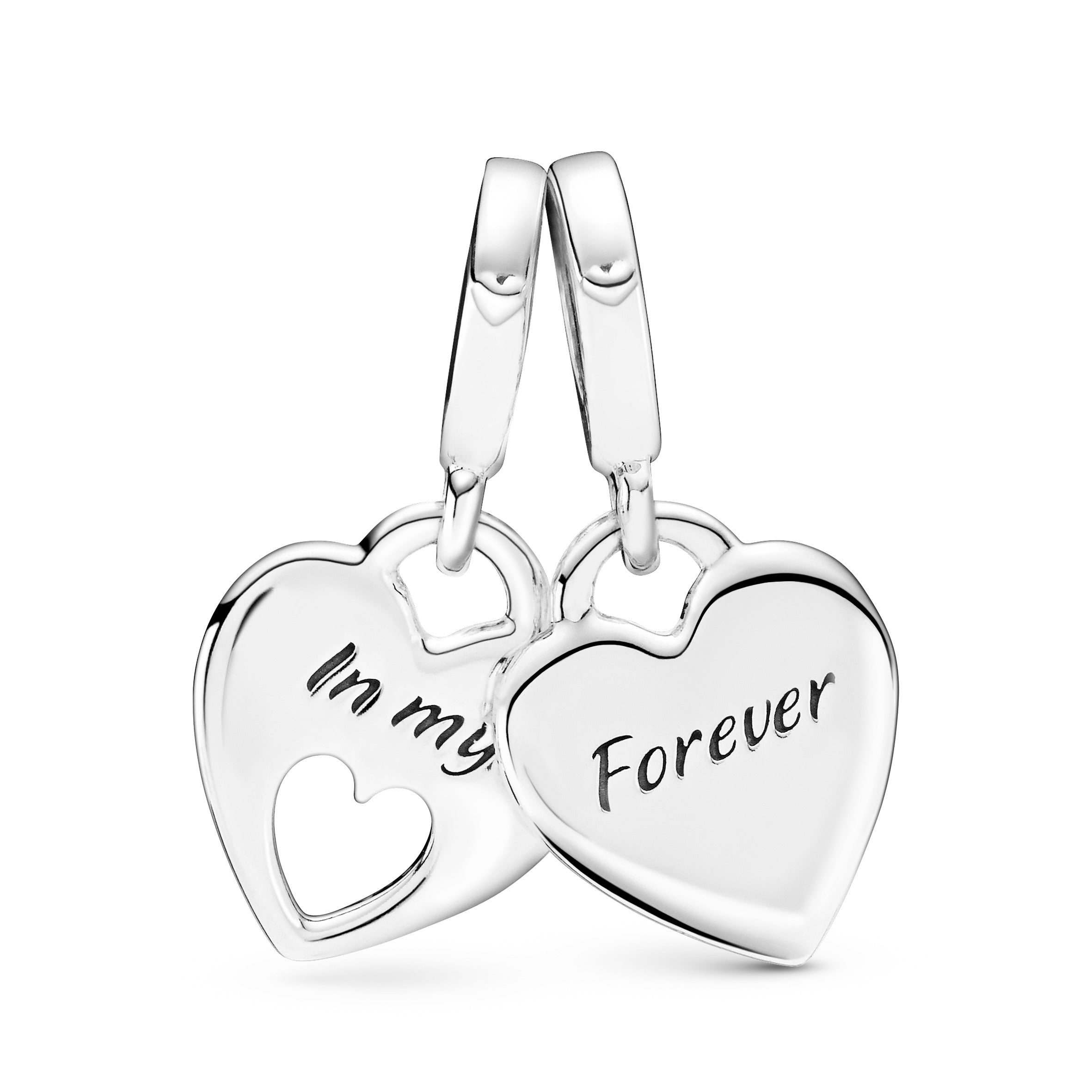 PANDORA Double Heart Split Dangle Charm Enamel Silver Family And Friends Charms Bracelet Charm Jewelry Gift