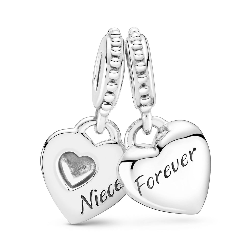 PANDORA Aunt And Niece Split Heart Dangle Charm Cubic Zirconia Silver Family And Friends Charms Bracelet Charm Jewelry Gift