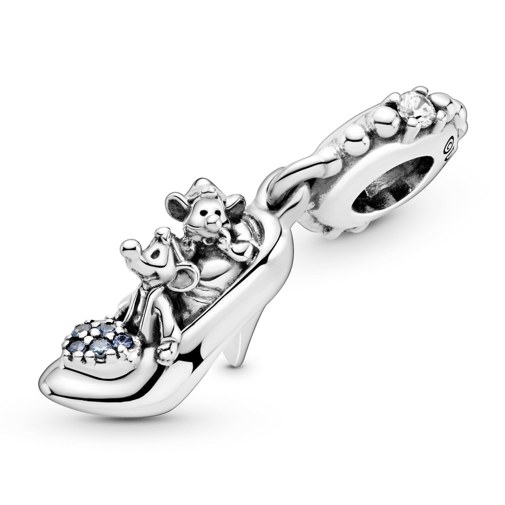 PANDORA Disney Cinderella Glass Slipper And Mice Dangle Charm Cubic Zirconia Blue Disney X PANDORA Charms Bracelet Charm Jewelry Gift