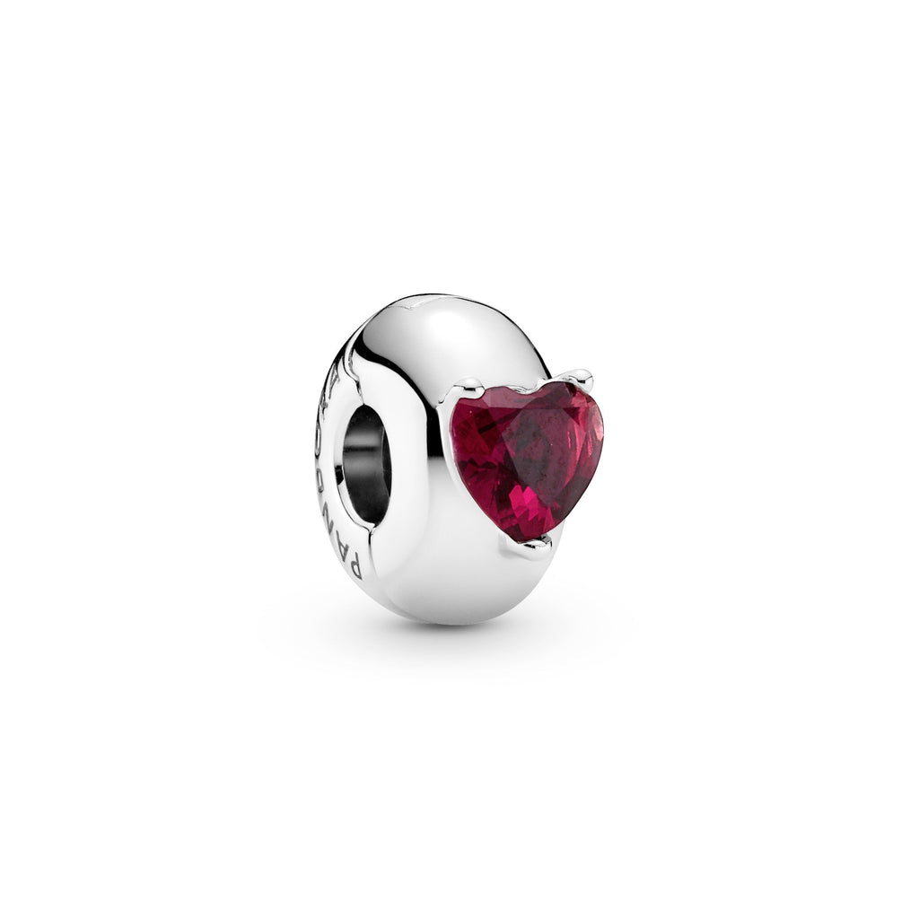 PANDORA Red Heart Solitaire Clip Charm Cubic Zirconia Love Charms Bracelet Charm Jewelry Gift