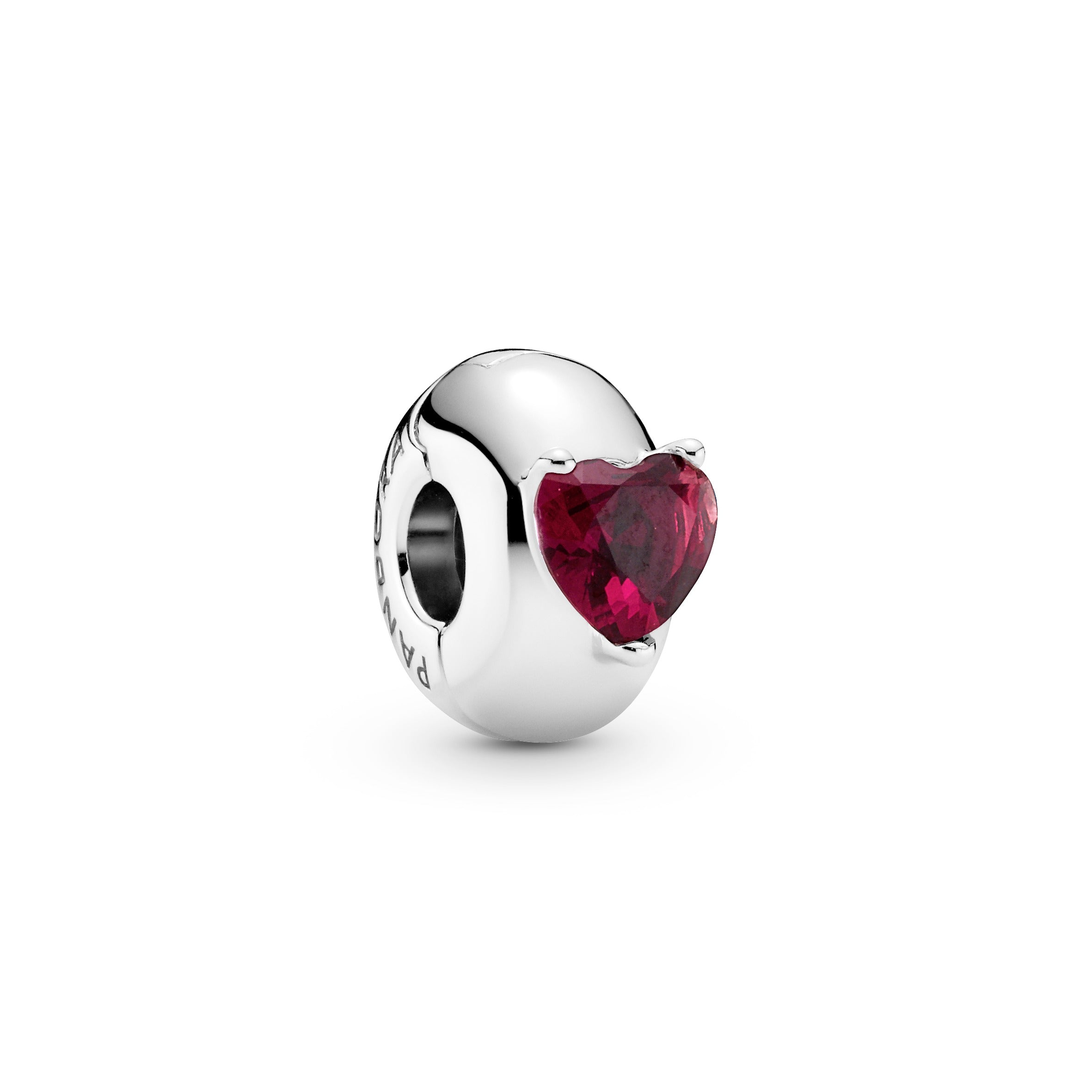 PANDORA Red Heart Solitaire Clip Charm Cubic Zirconia Love Charms Bracelet Charm Jewelry Gift
