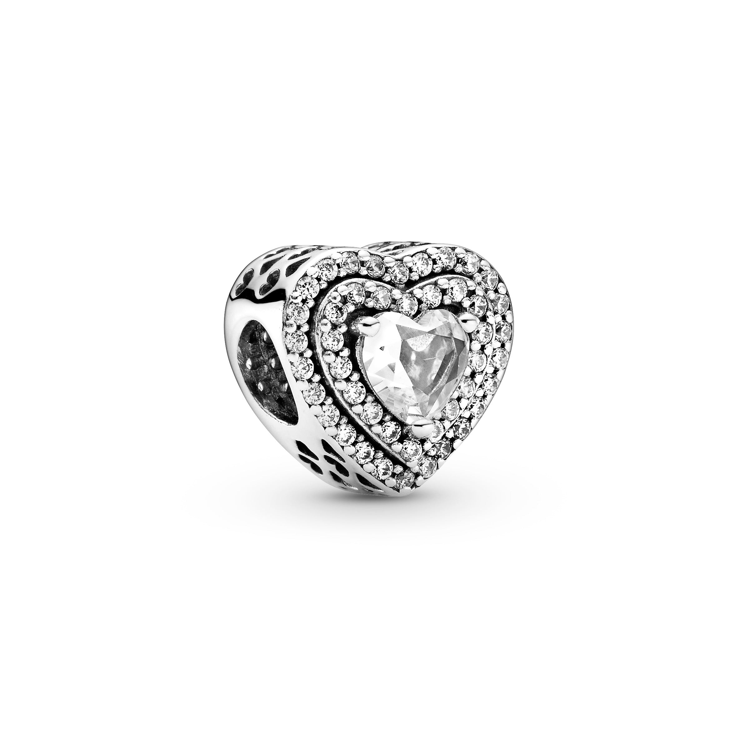 PANDORA Sparkling Levelled Hearts Charm Cubic Zirconia Silver Weddings Charms Bracelet Charm Jewelry Gift