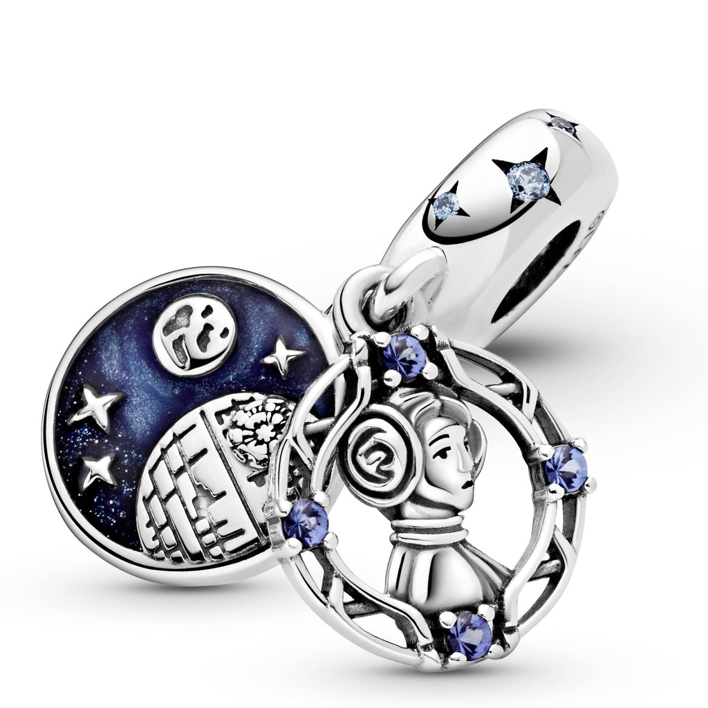 PANDORA Star Wars Princess Leia Double Dangle Charm Cubic Zirconia Blue Charms Bracelet Charm Jewelry Gift