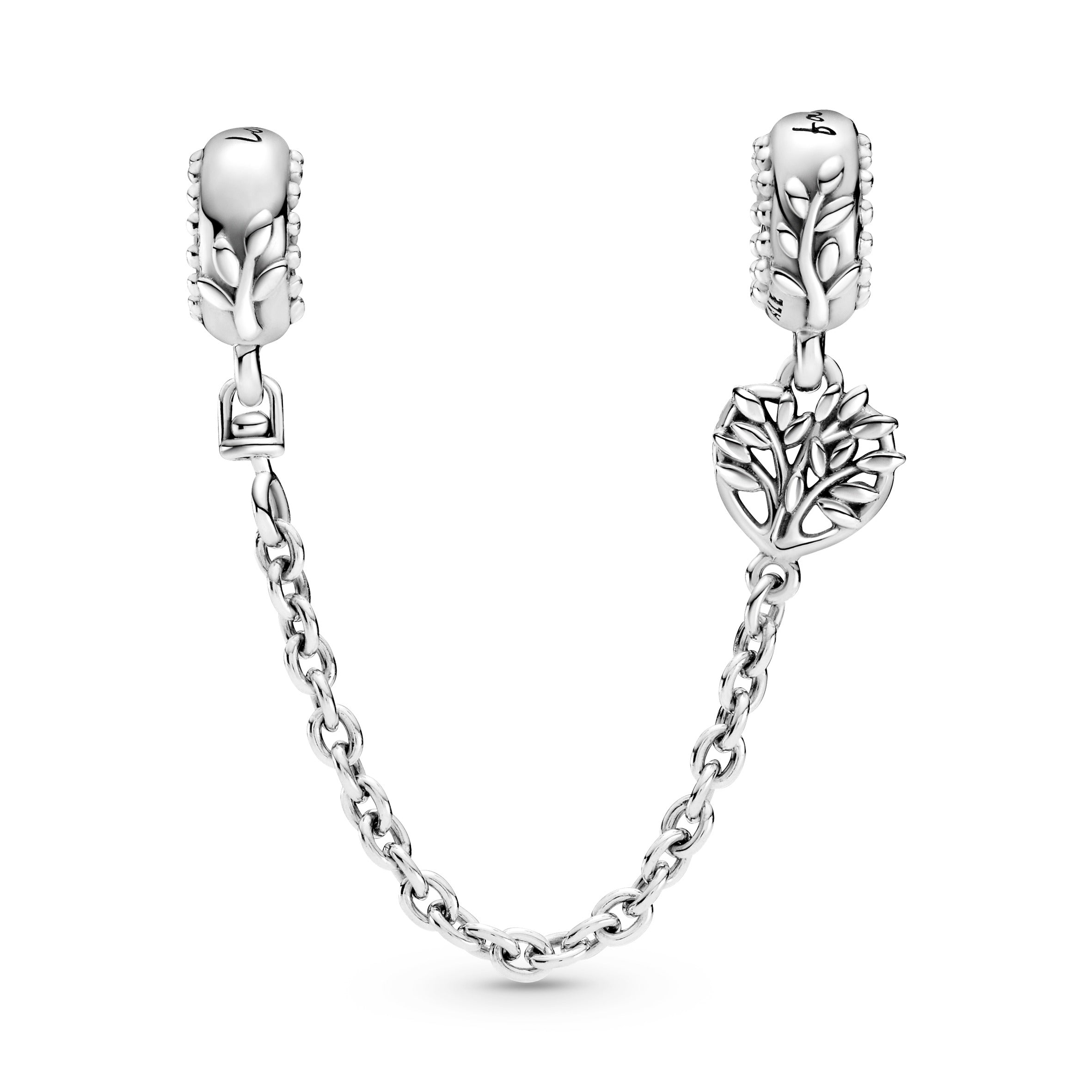 PANDORA Heart Family Tree Safety Chain Charm Sterling Silver Charms Bracelet Charm Jewelry Gift