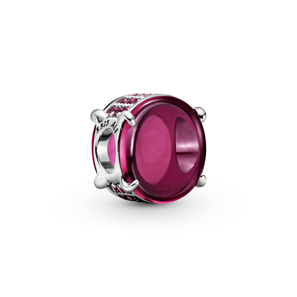PANDORA Fuchsia Rose Oval Cabochon Charm Charms Bracelet Charm Jewelry Gift