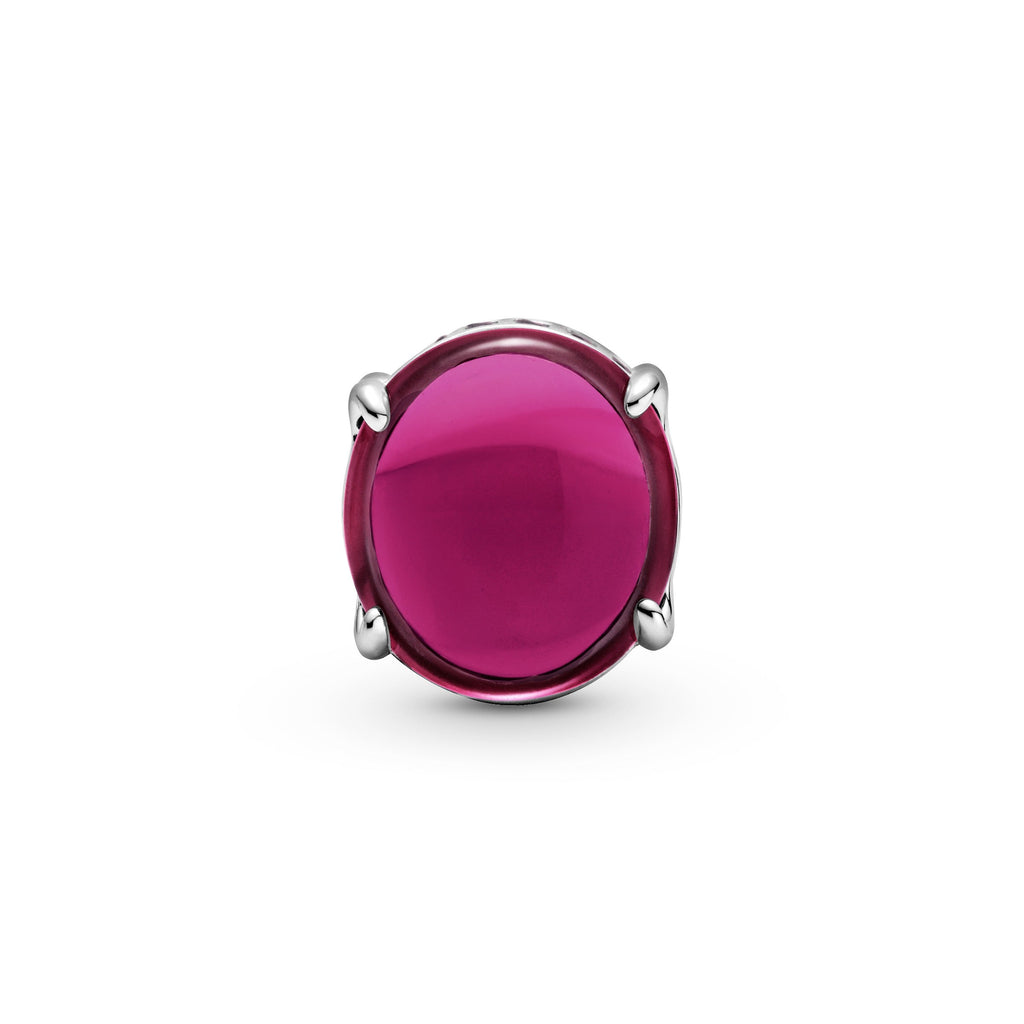 PANDORA Fuchsia Rose Oval Cabochon Charm Charms Bracelet Charm Jewelry Gift