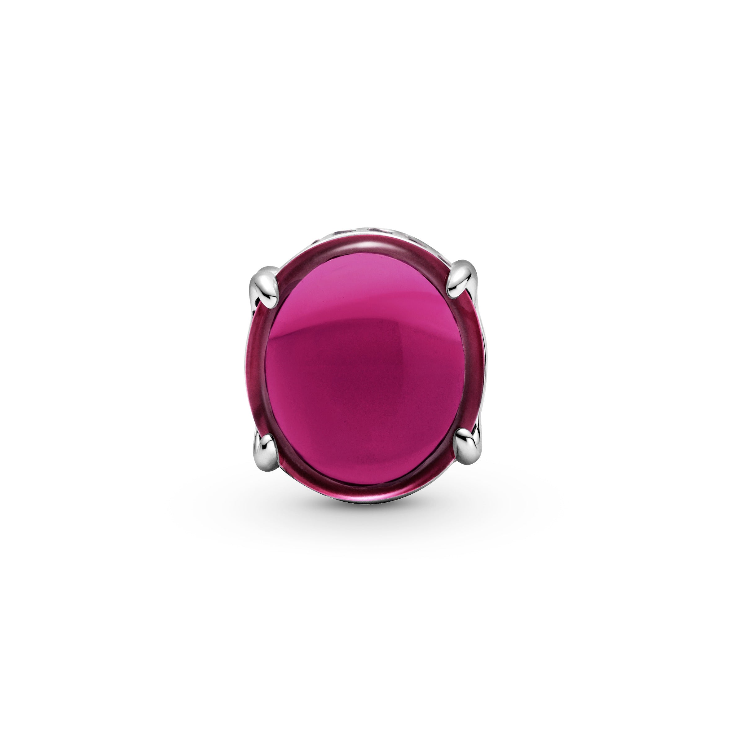 PANDORA Fuchsia Rose Oval Cabochon Charm Charms Bracelet Charm Jewelry Gift