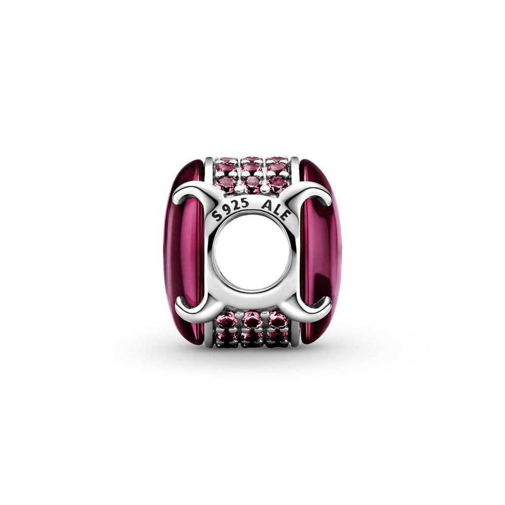 PANDORA Fuchsia Rose Oval Cabochon Charm Charms Bracelet Charm Jewelry Gift