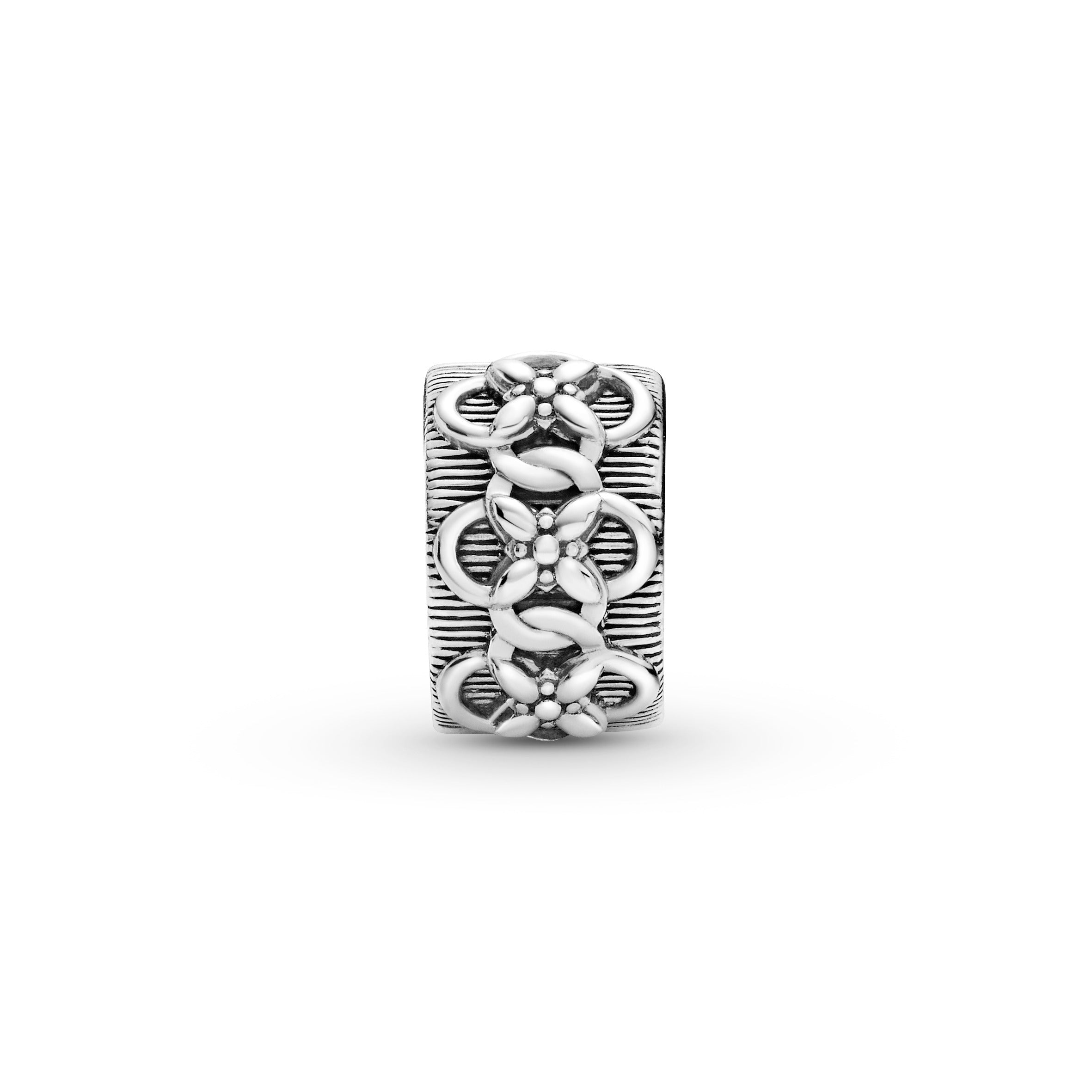 PANDORA Flower Pattern Clip Charm Sterling Silver Floral Charms Bracelet Charm Jewelry Gift